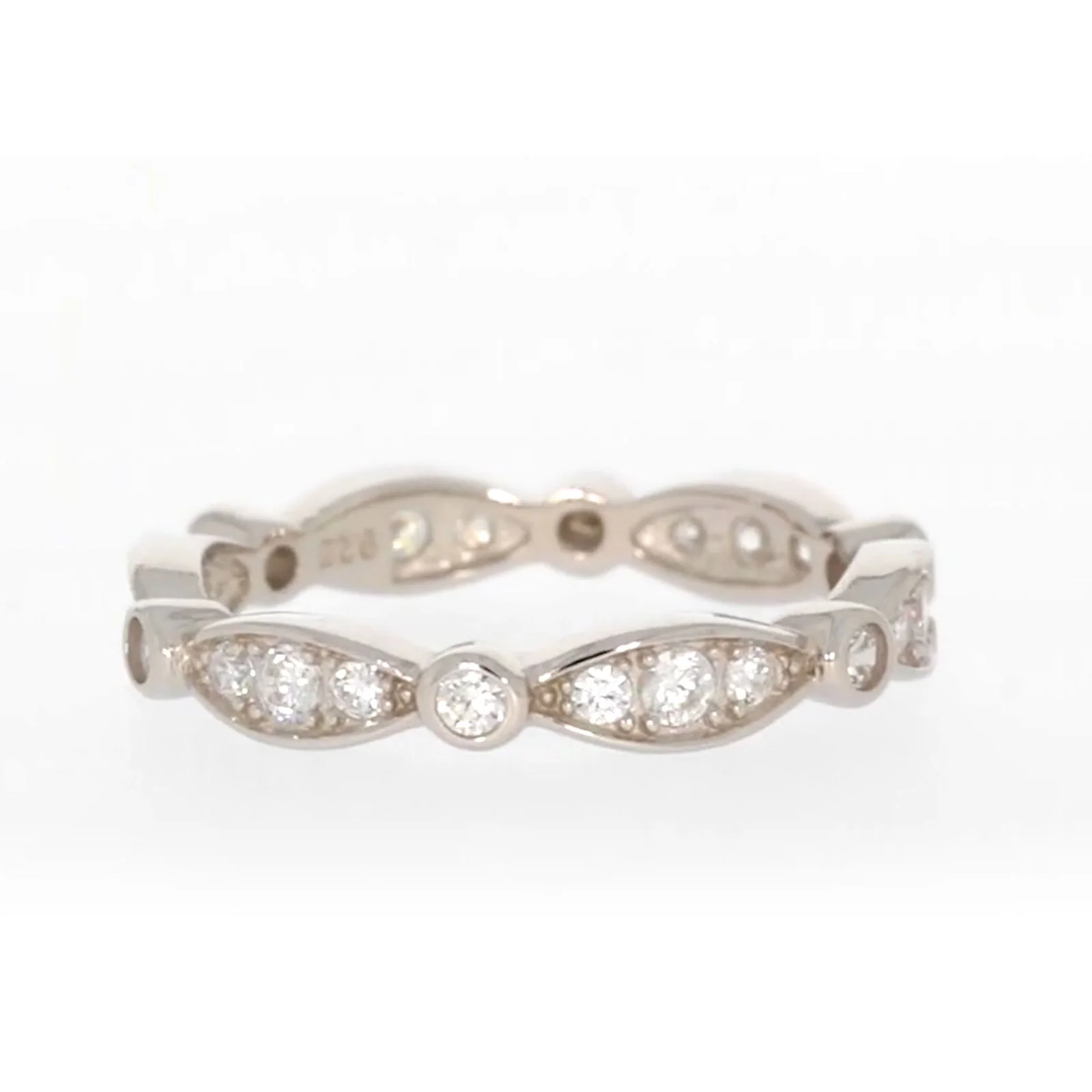 Sterling Silver Cubic Zirconia Stacker Ring - Image 9