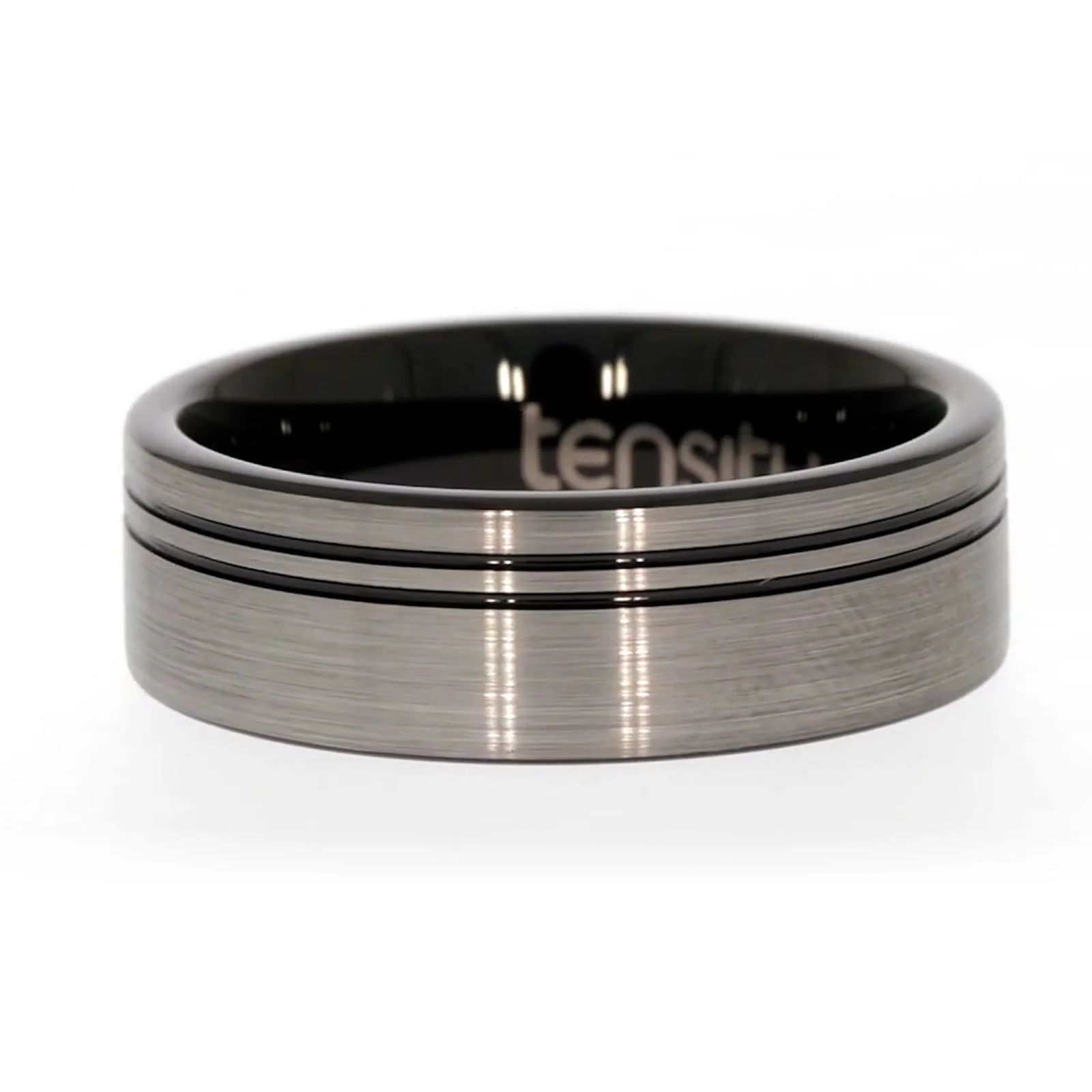 Tensity Tungsten Black Patterned Band Mens Ring - Image 6