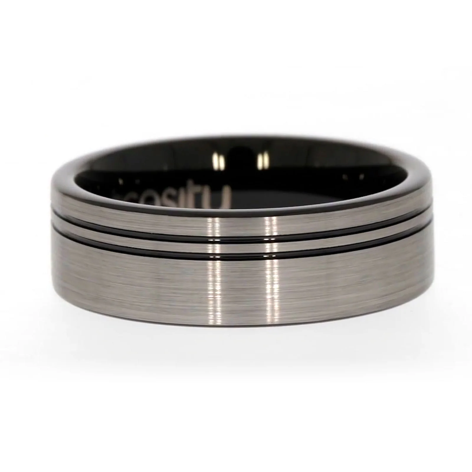 Tensity Tungsten Black Patterned Band Mens Ring - Image 70