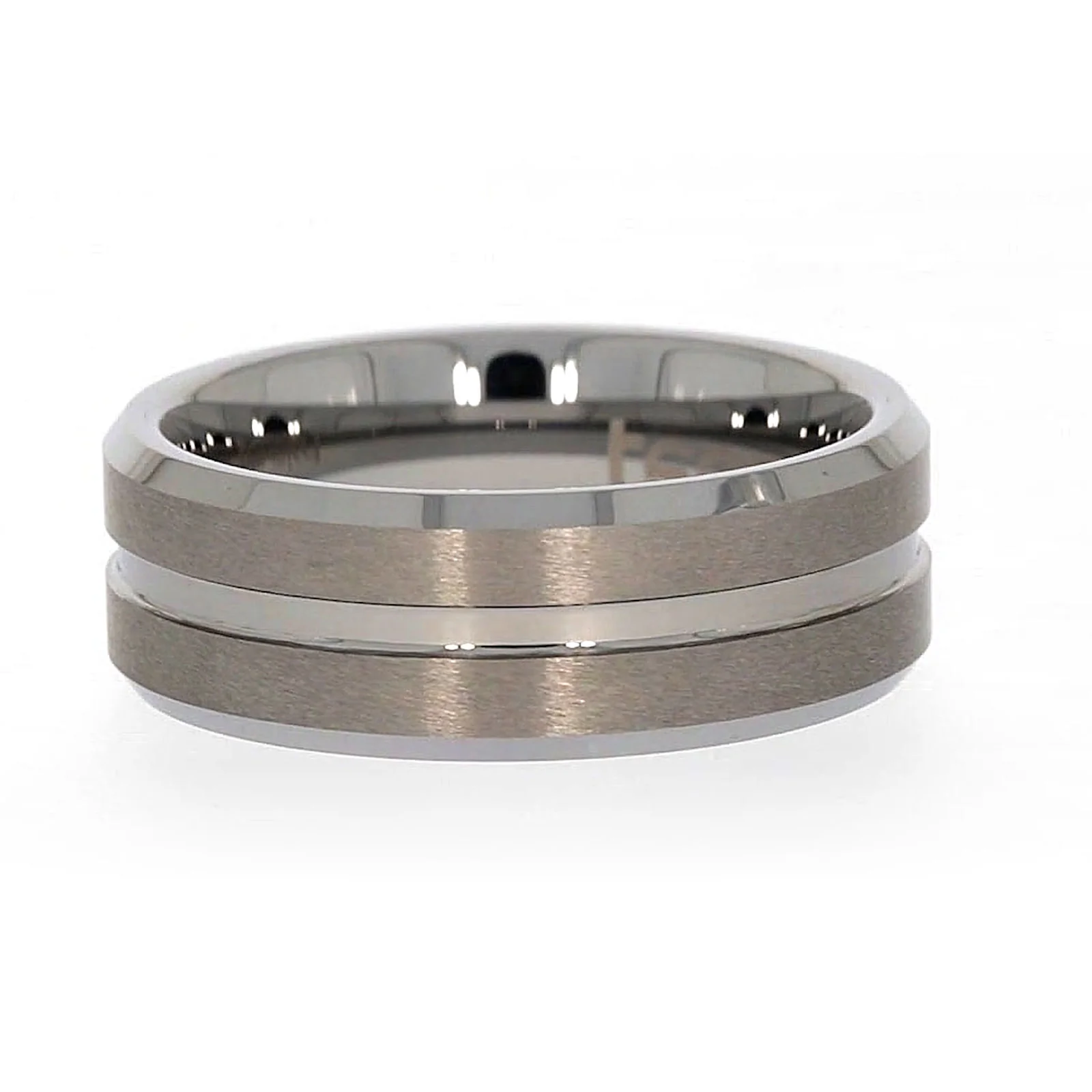 Tensity Band Patterned Polished Mens Ring - Image 11