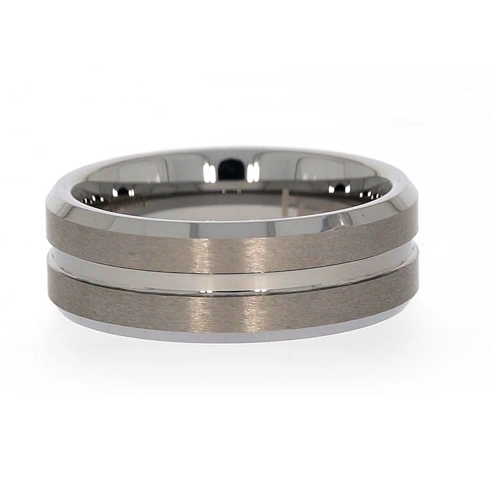 Tensity Band Patterned Polished Mens Ring - Image 12
