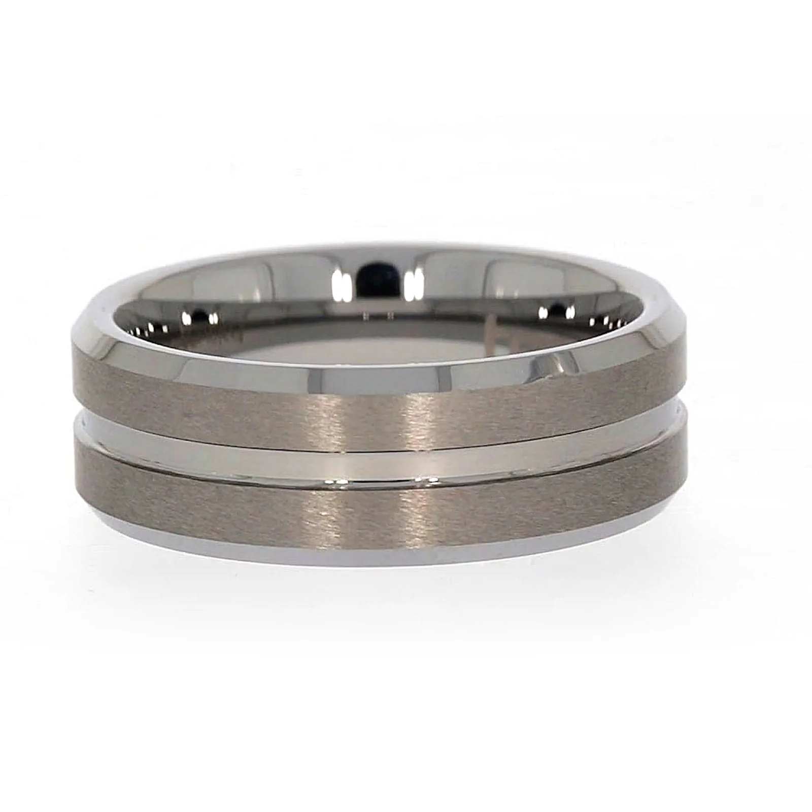 Tensity Band Patterned Polished Mens Ring - Image 13