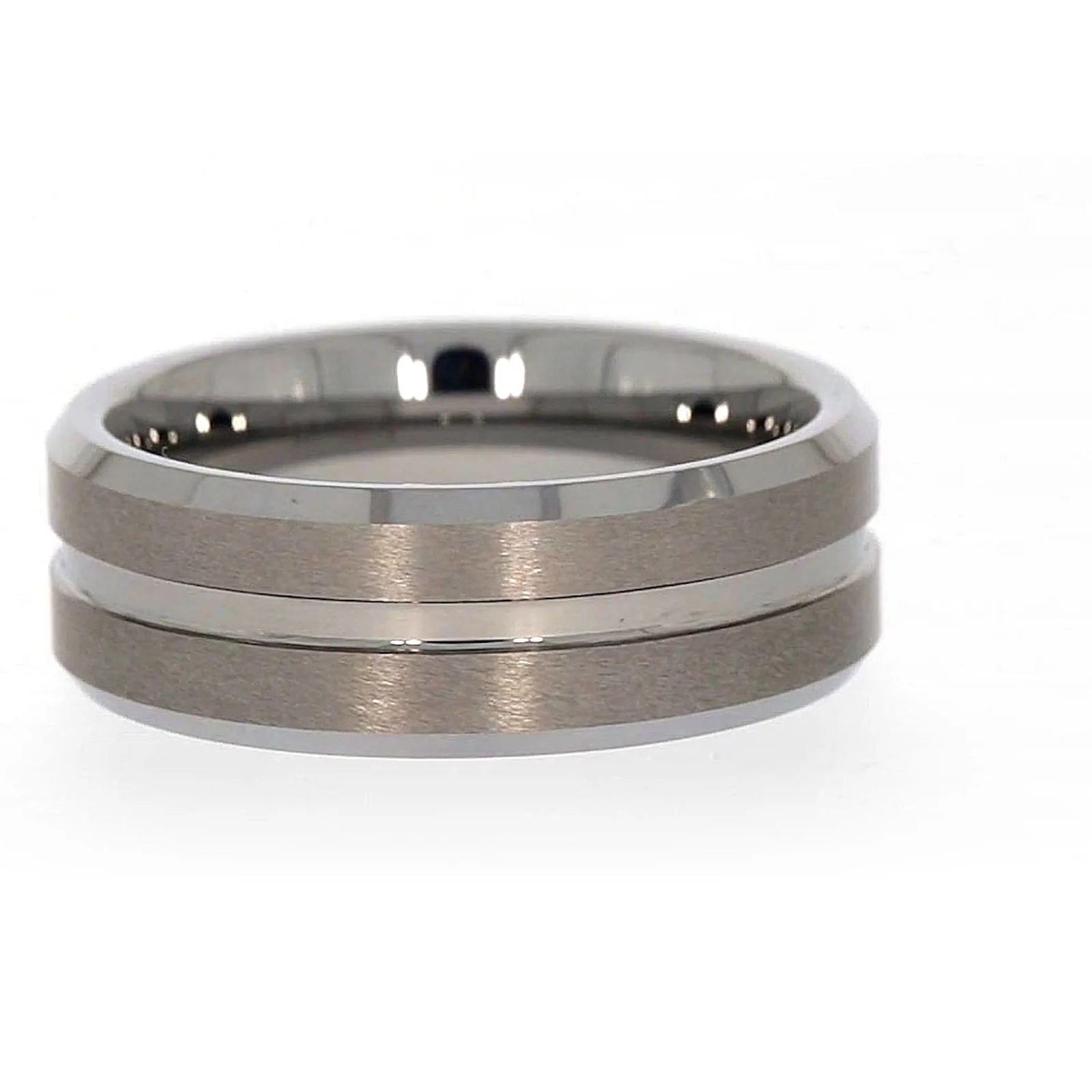 Tensity Band Patterned Polished Mens Ring - Image 26
