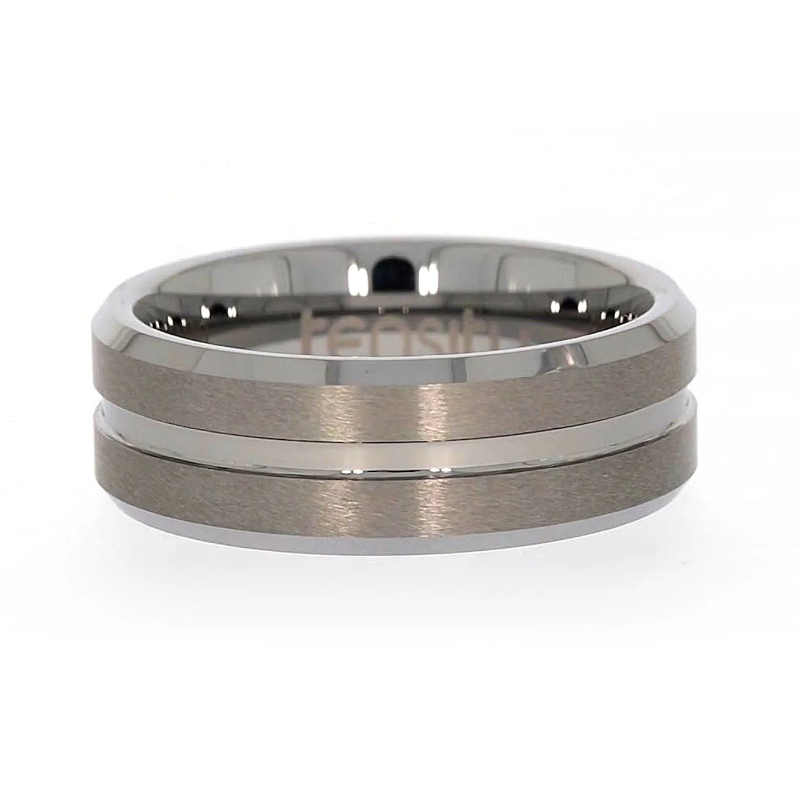 Tensity Band Patterned Polished Mens Ring - Image 3