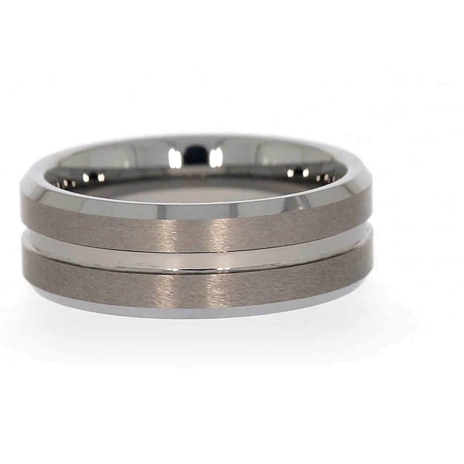 Tensity Band Patterned Polished Mens Ring - Image 36