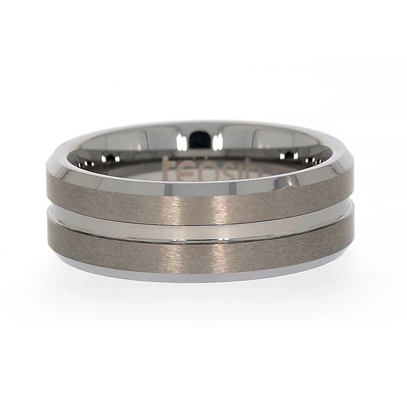 Tensity Band Patterned Polished Mens Ring - Image 4