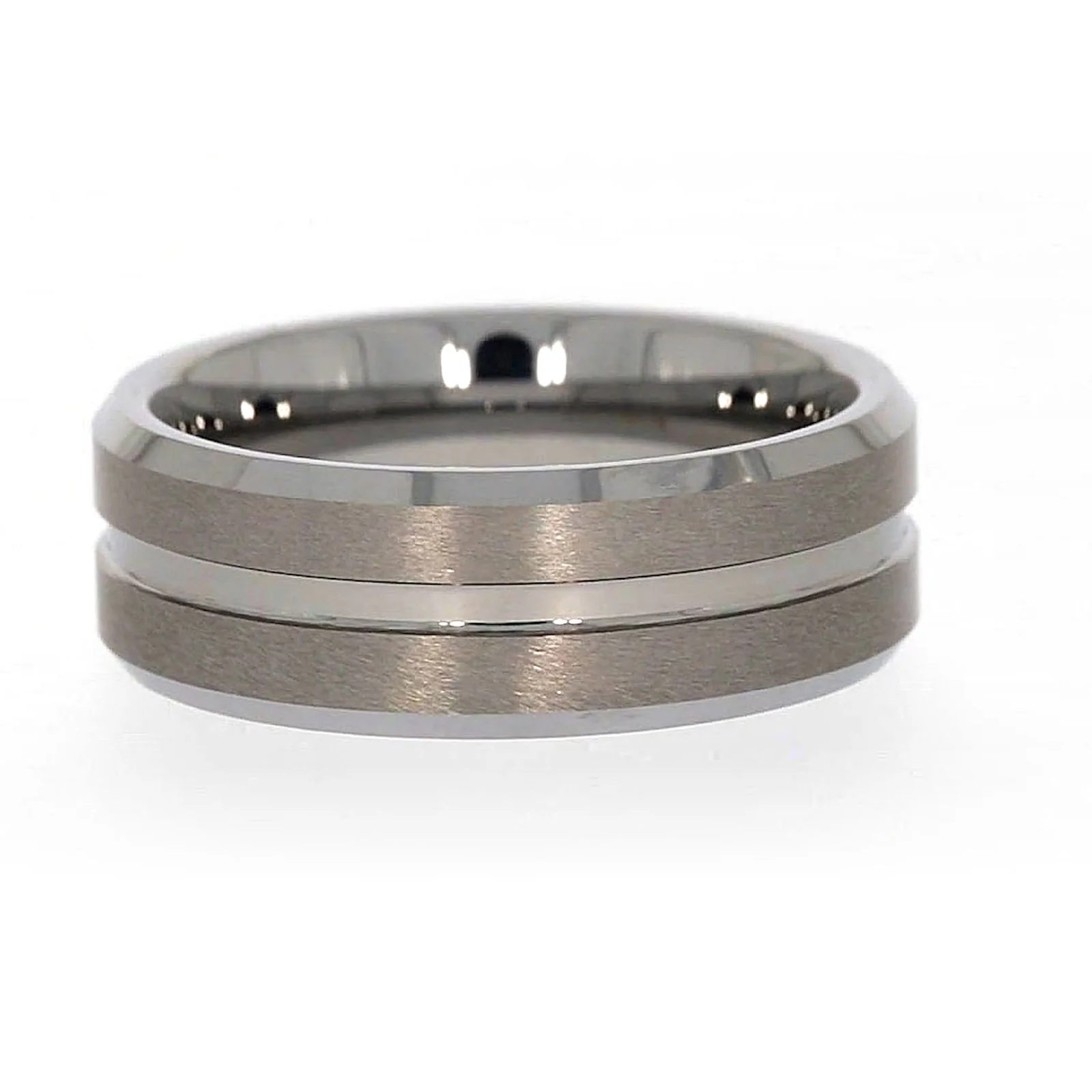 Tensity Band Patterned Polished Mens Ring - Image 51