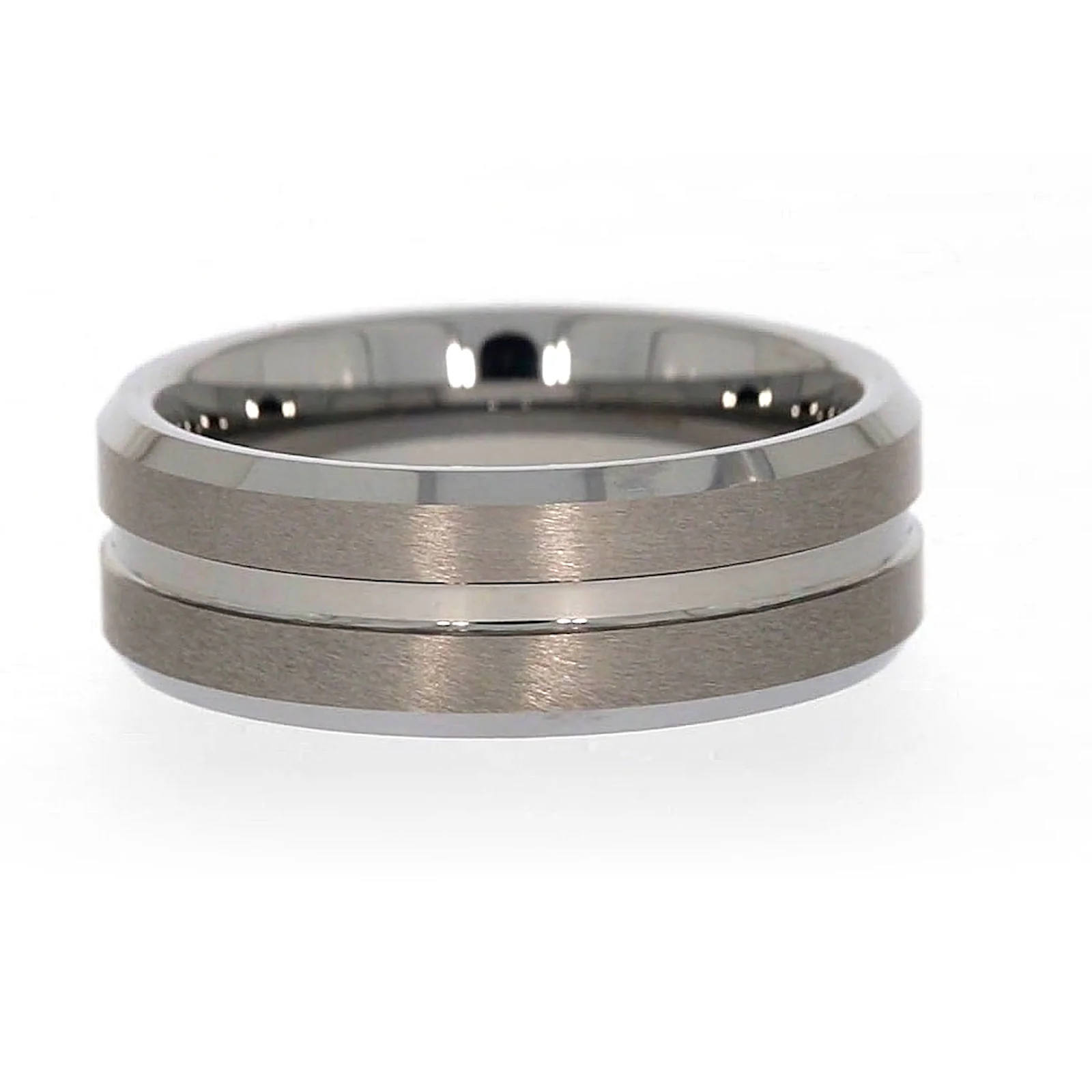 Tensity Band Patterned Polished Mens Ring - Image 52