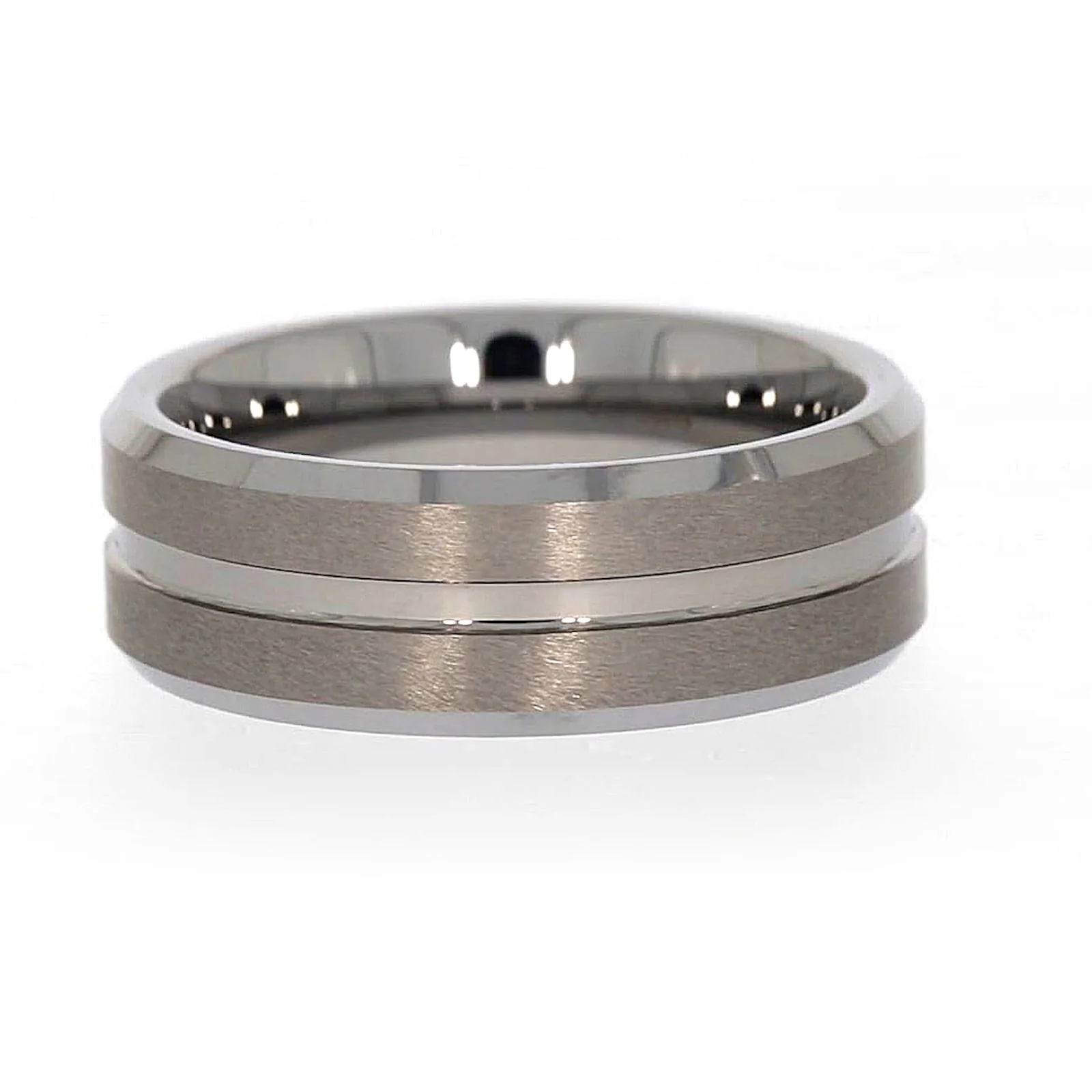 Tensity Band Patterned Polished Mens Ring - Image 53