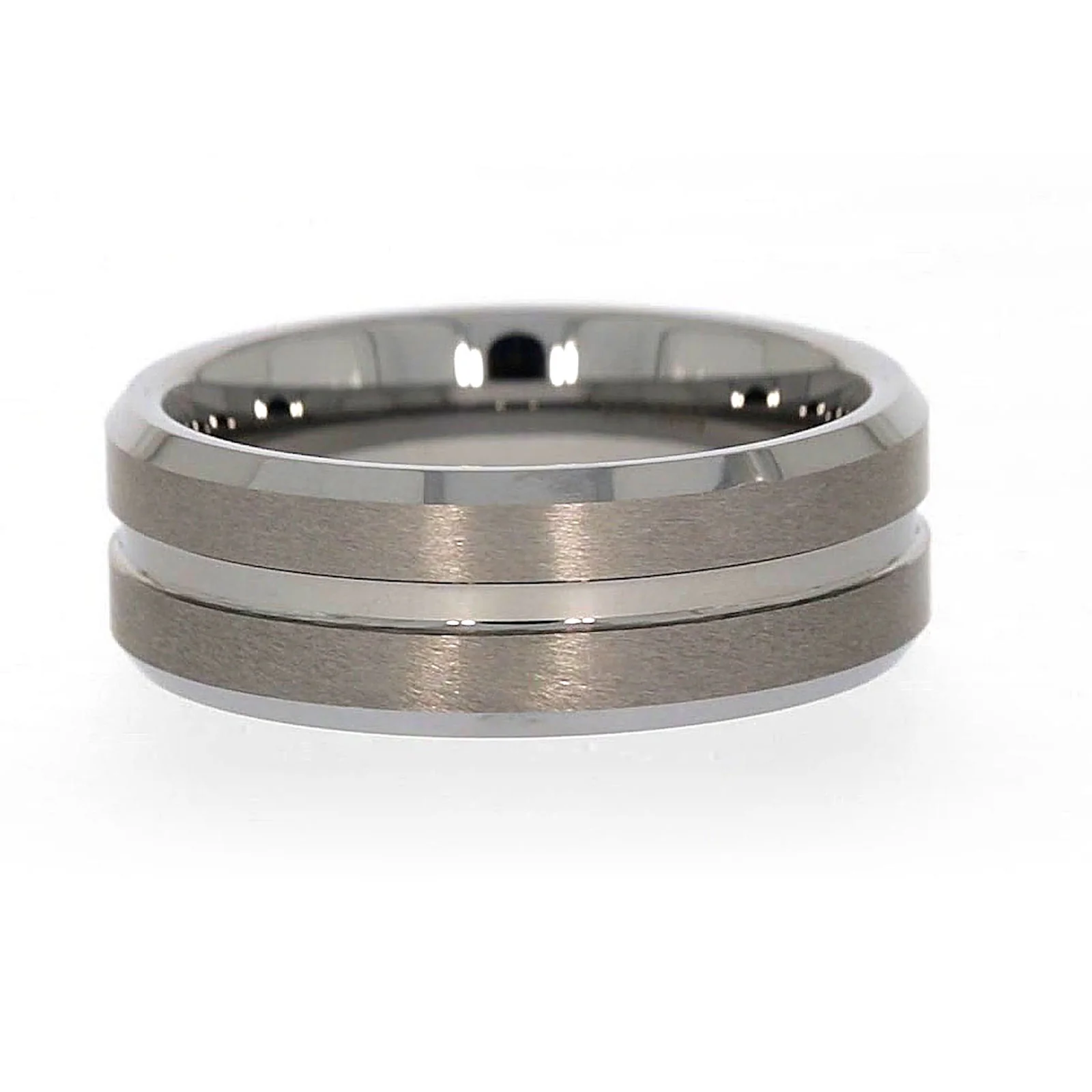 Tensity Band Patterned Polished Mens Ring - Image 54