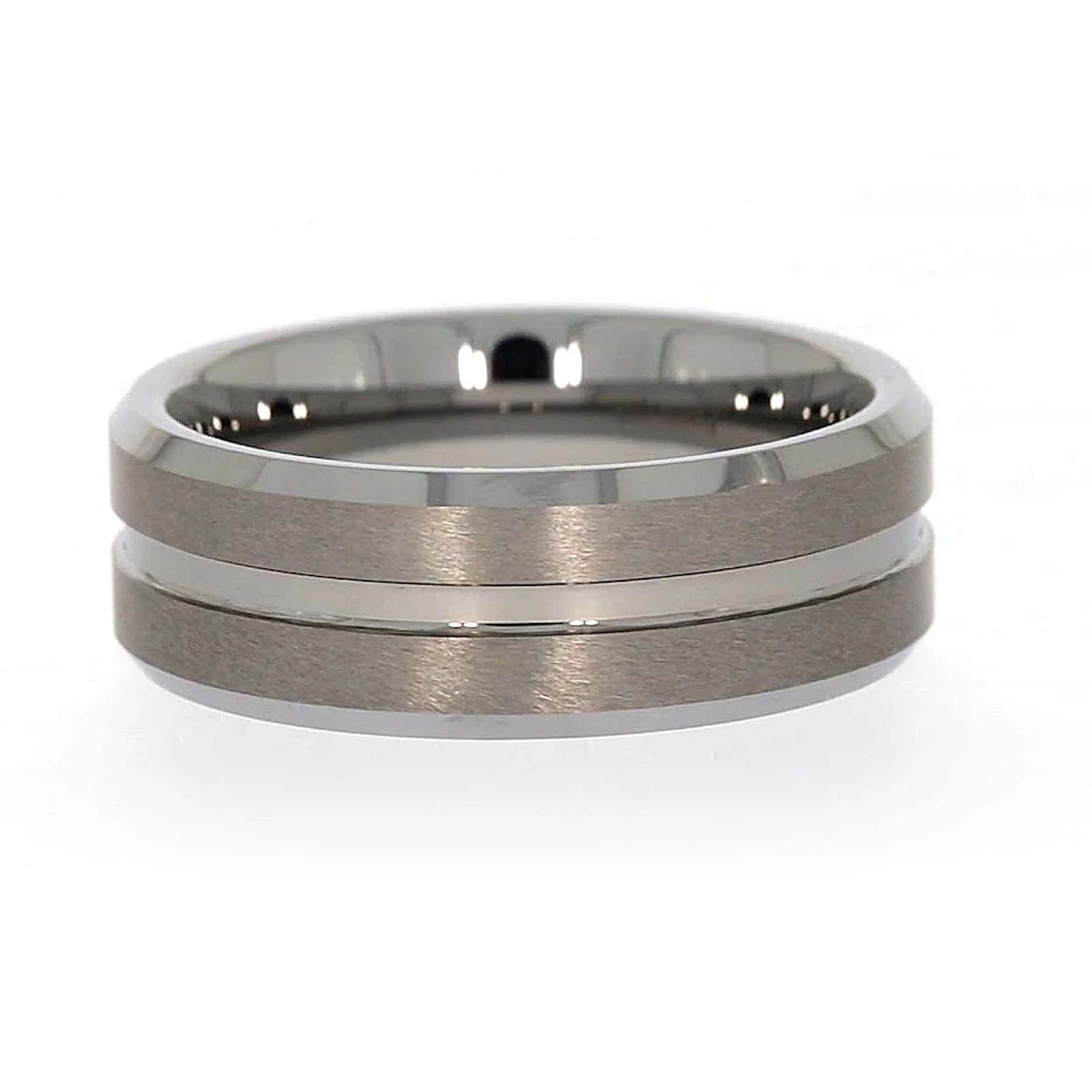 Tensity Band Patterned Polished Mens Ring - Image 55
