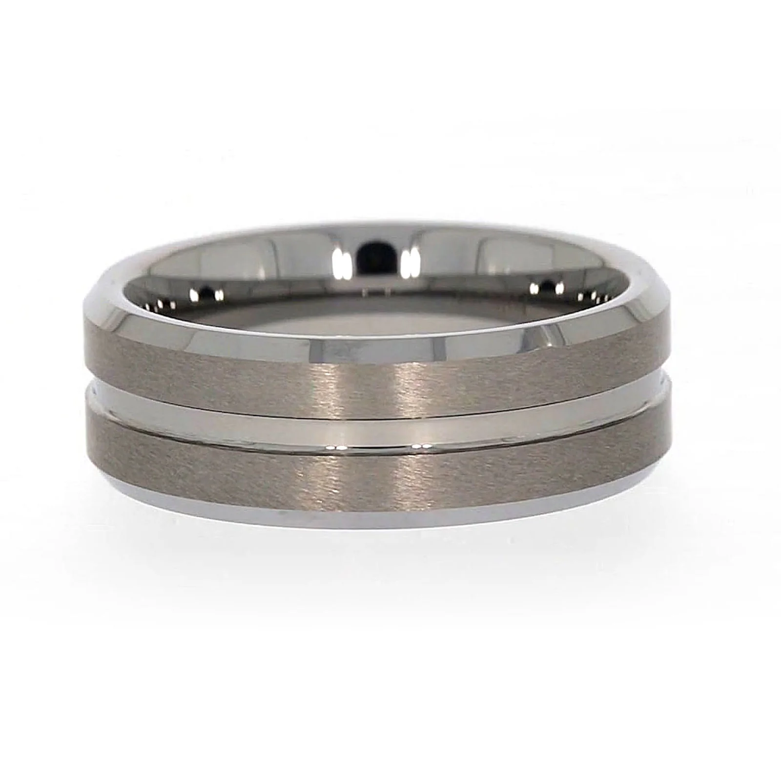 Tensity Band Patterned Polished Mens Ring - Image 57