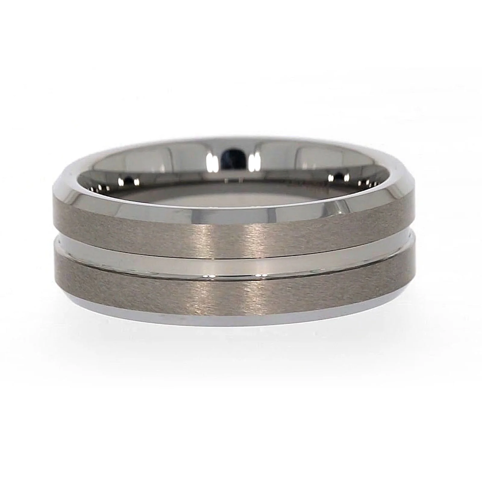 Tensity Band Patterned Polished Mens Ring - Image 58