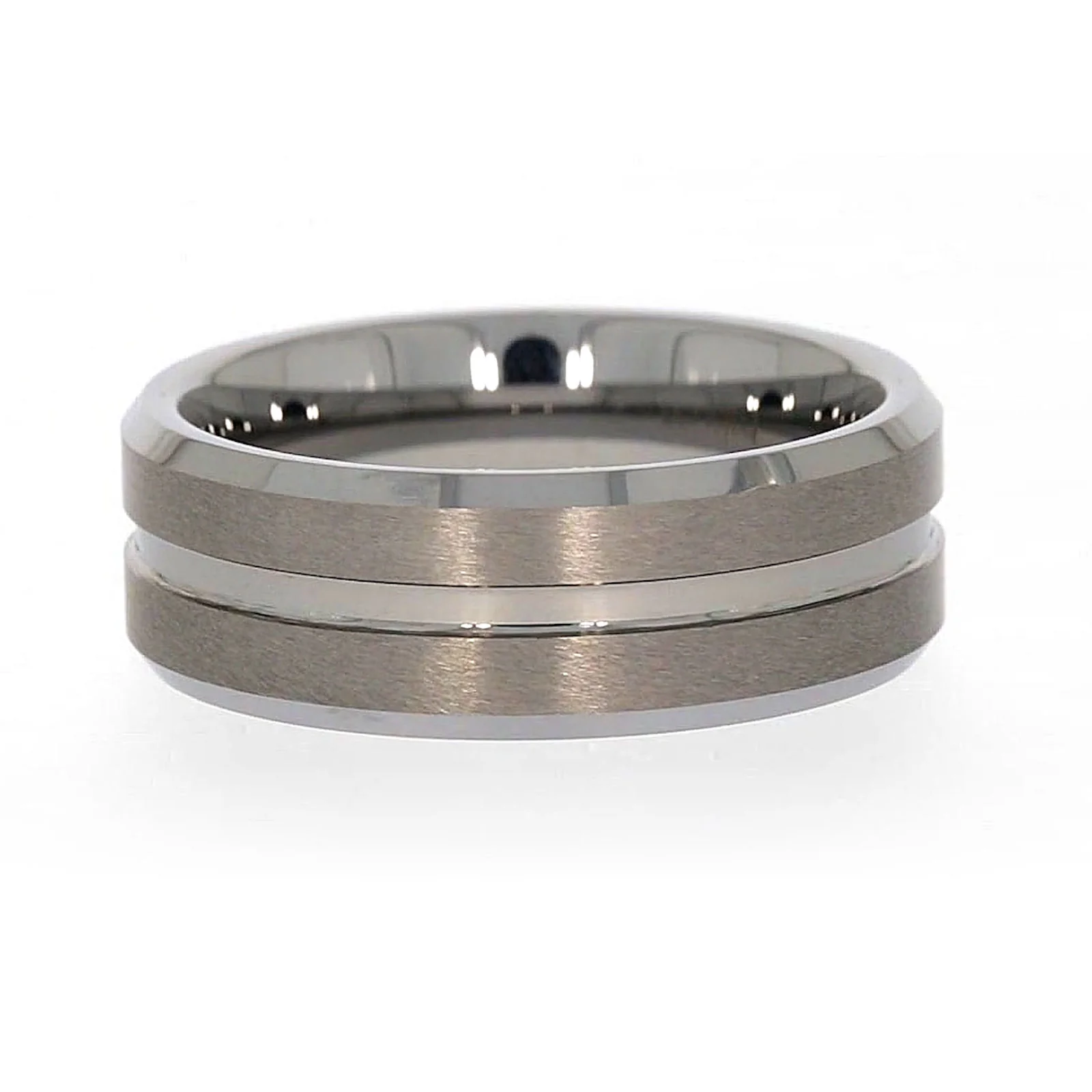 Tensity Band Patterned Polished Mens Ring - Image 59
