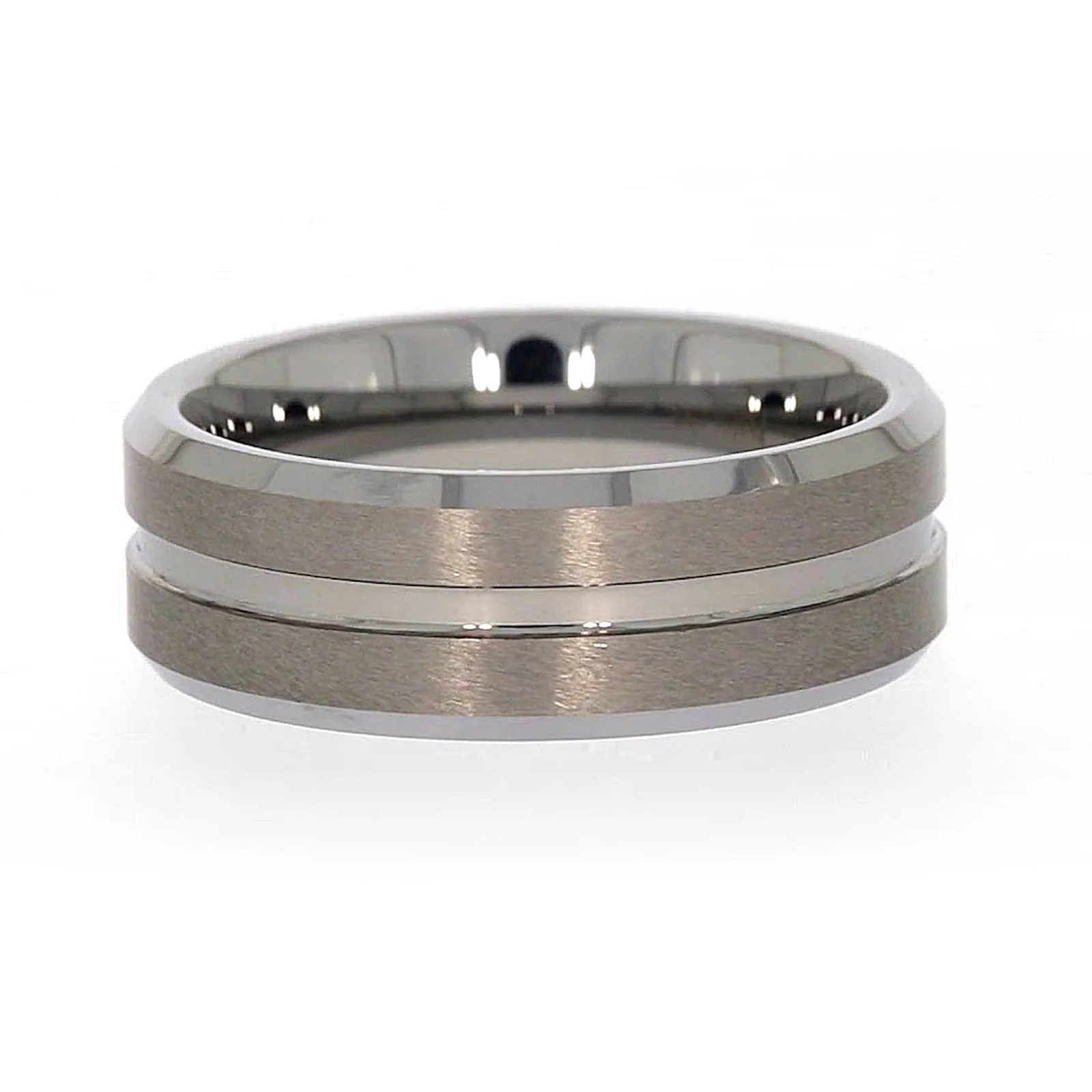 Tensity Band Patterned Polished Mens Ring - Image 60