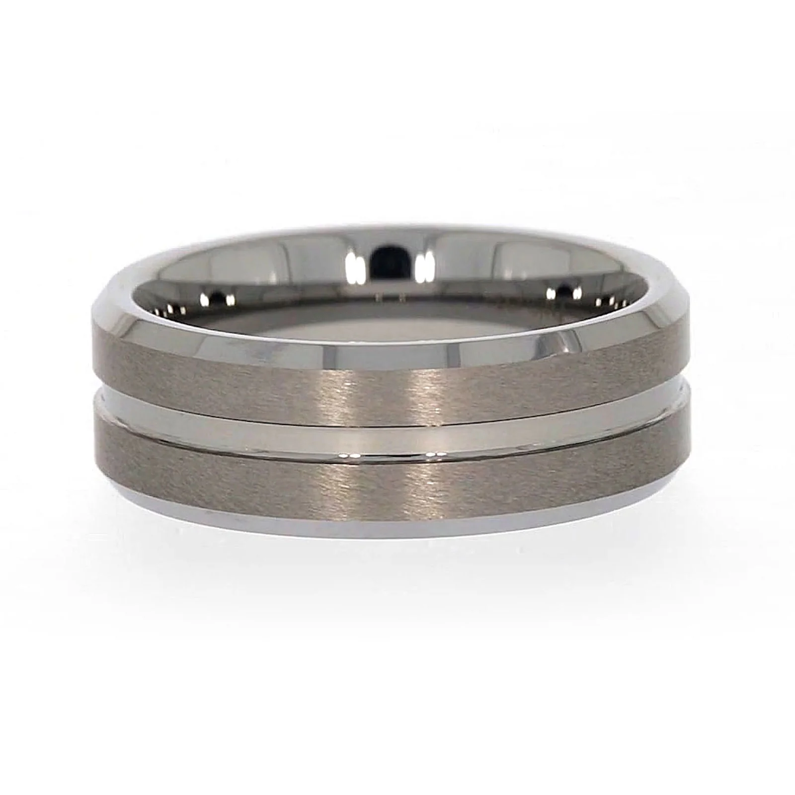 Tensity Band Patterned Polished Mens Ring - Image 61