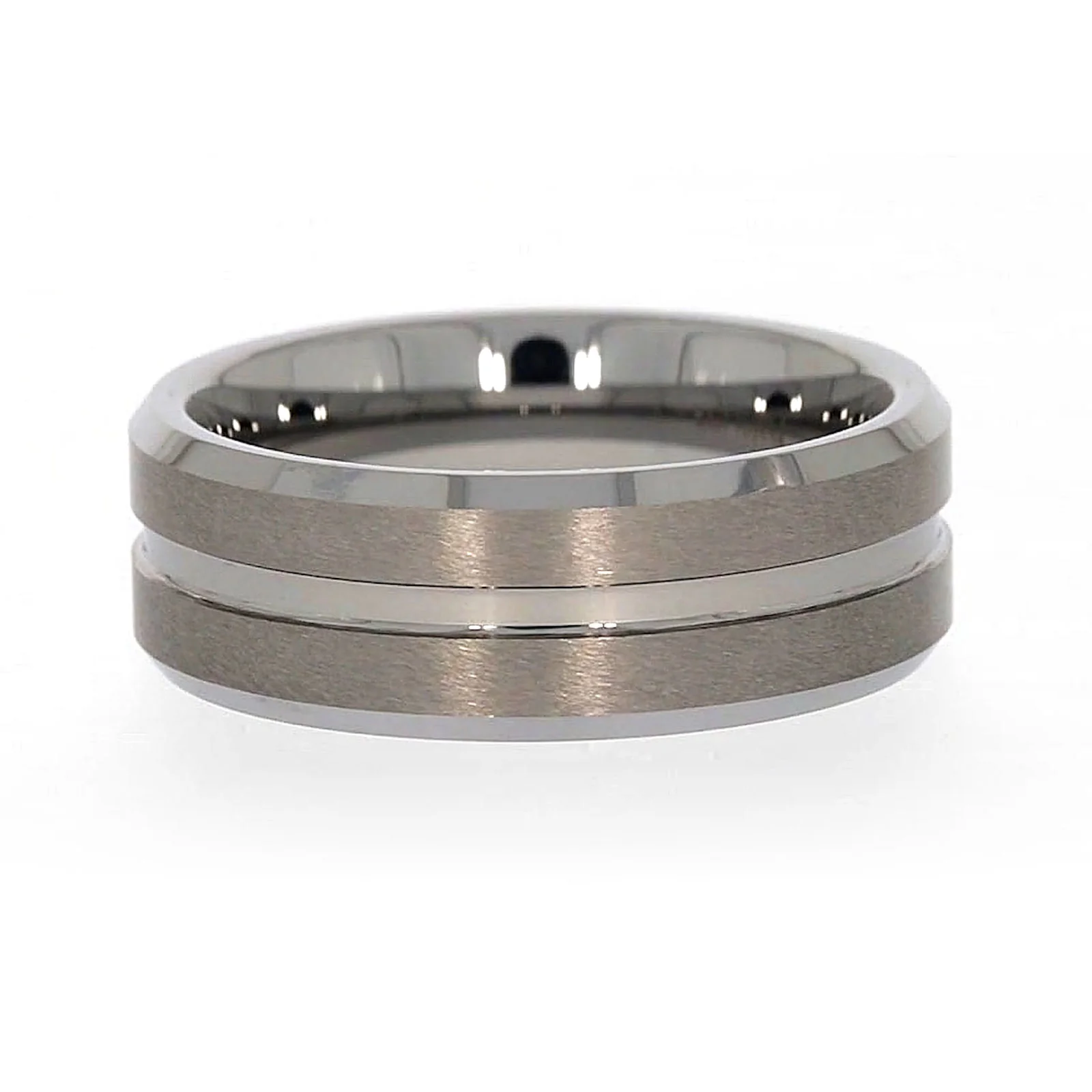 Tensity Band Patterned Polished Mens Ring - Image 62
