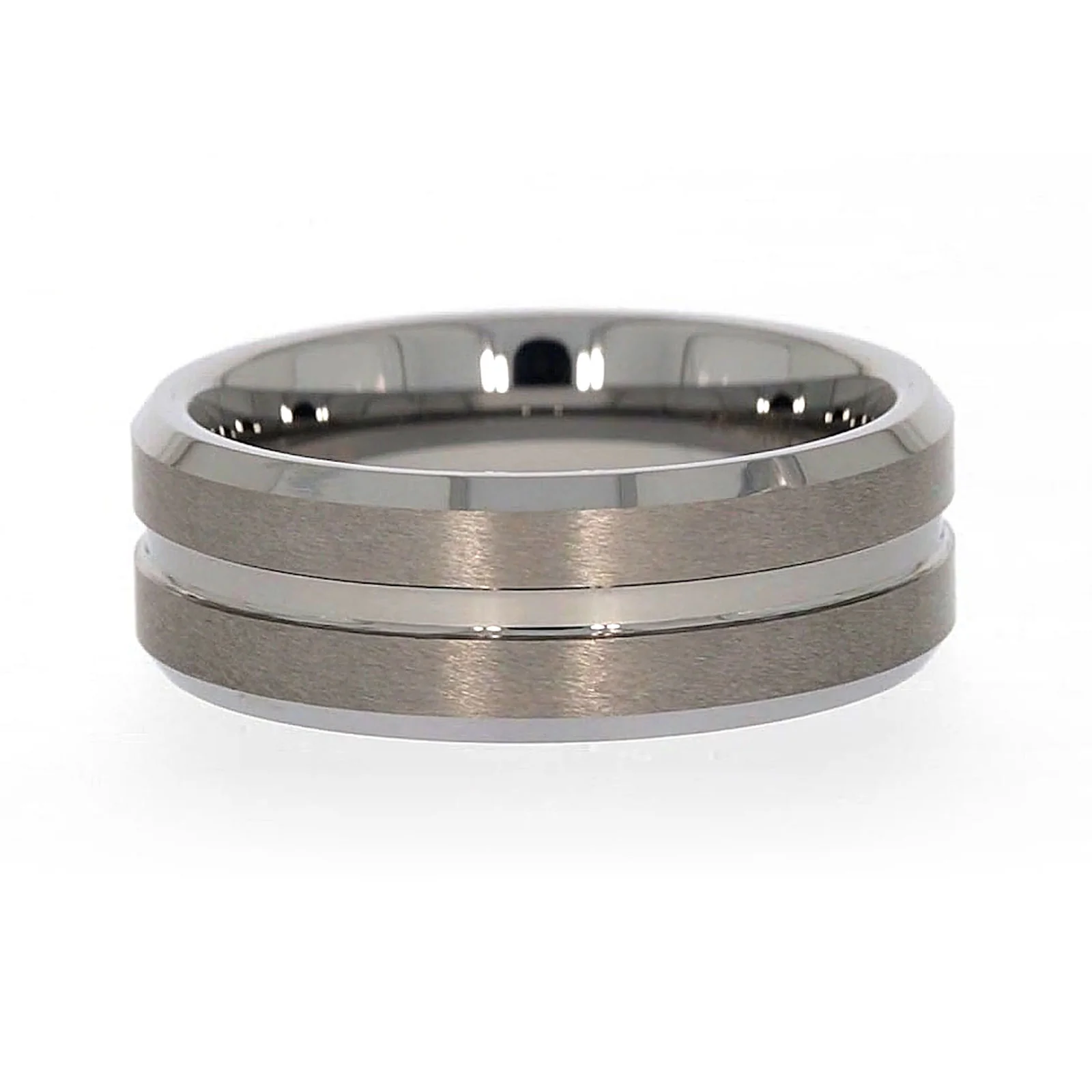 Tensity Band Patterned Polished Mens Ring - Image 63