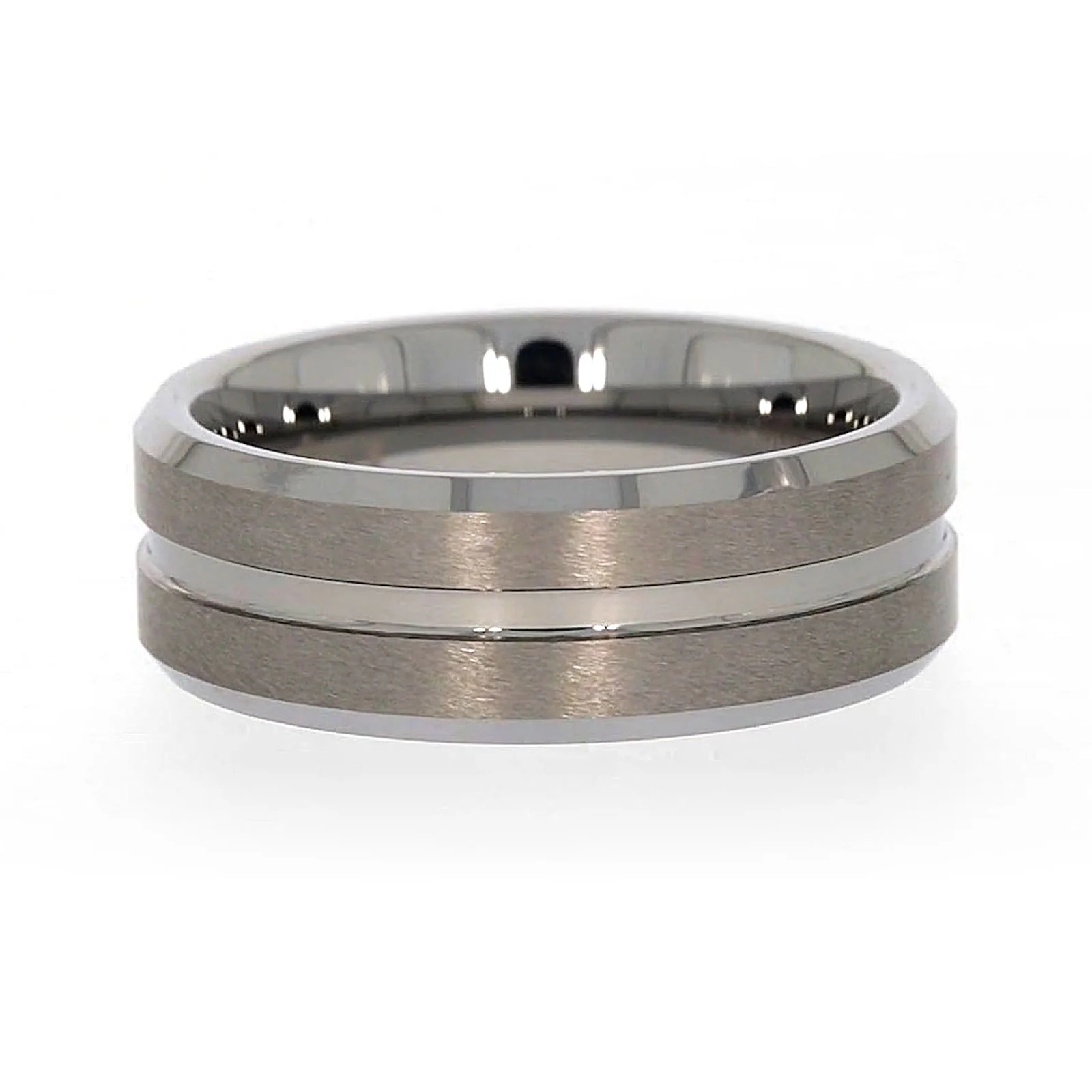Tensity Band Patterned Polished Mens Ring - Image 64