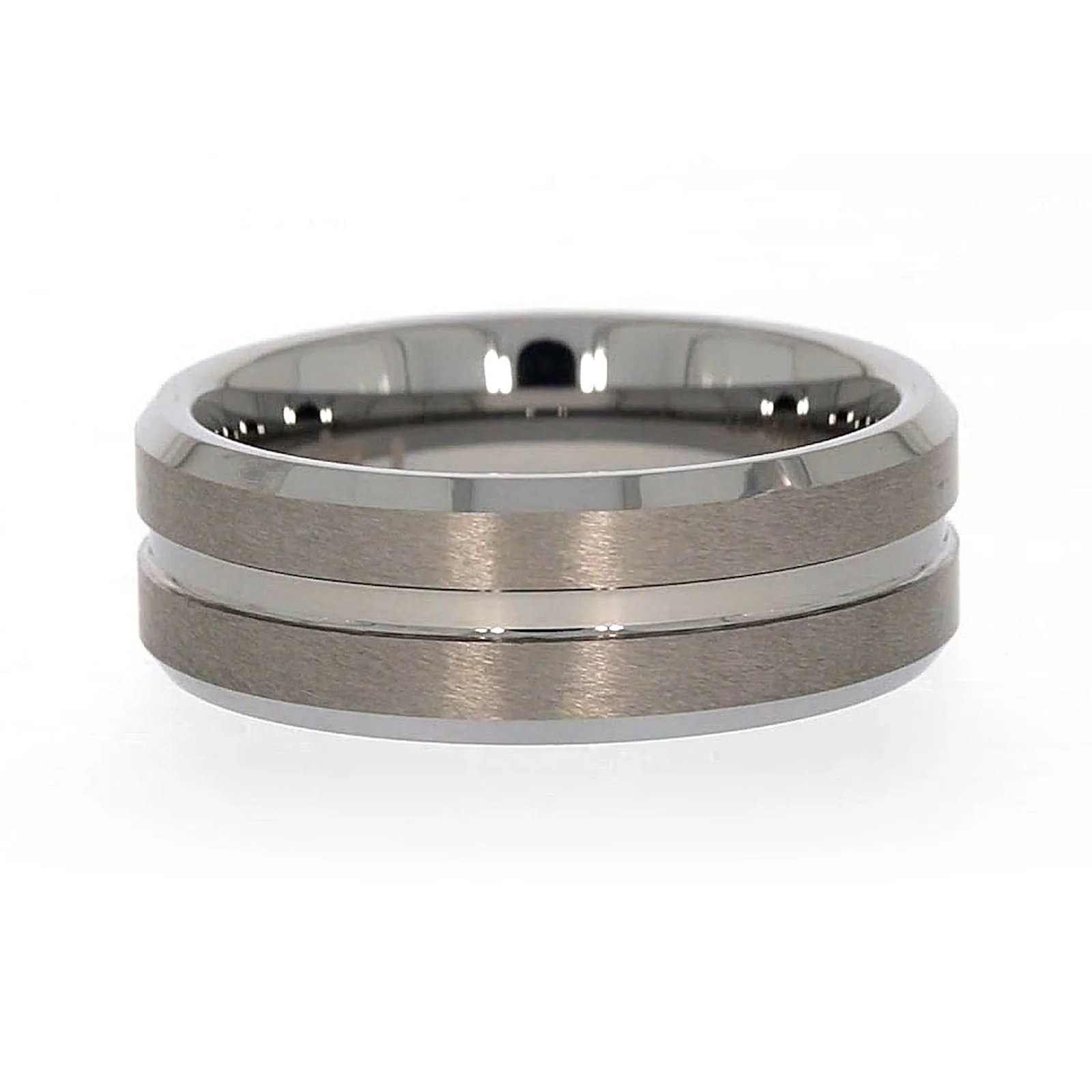 Tensity Band Patterned Polished Mens Ring - Image 65