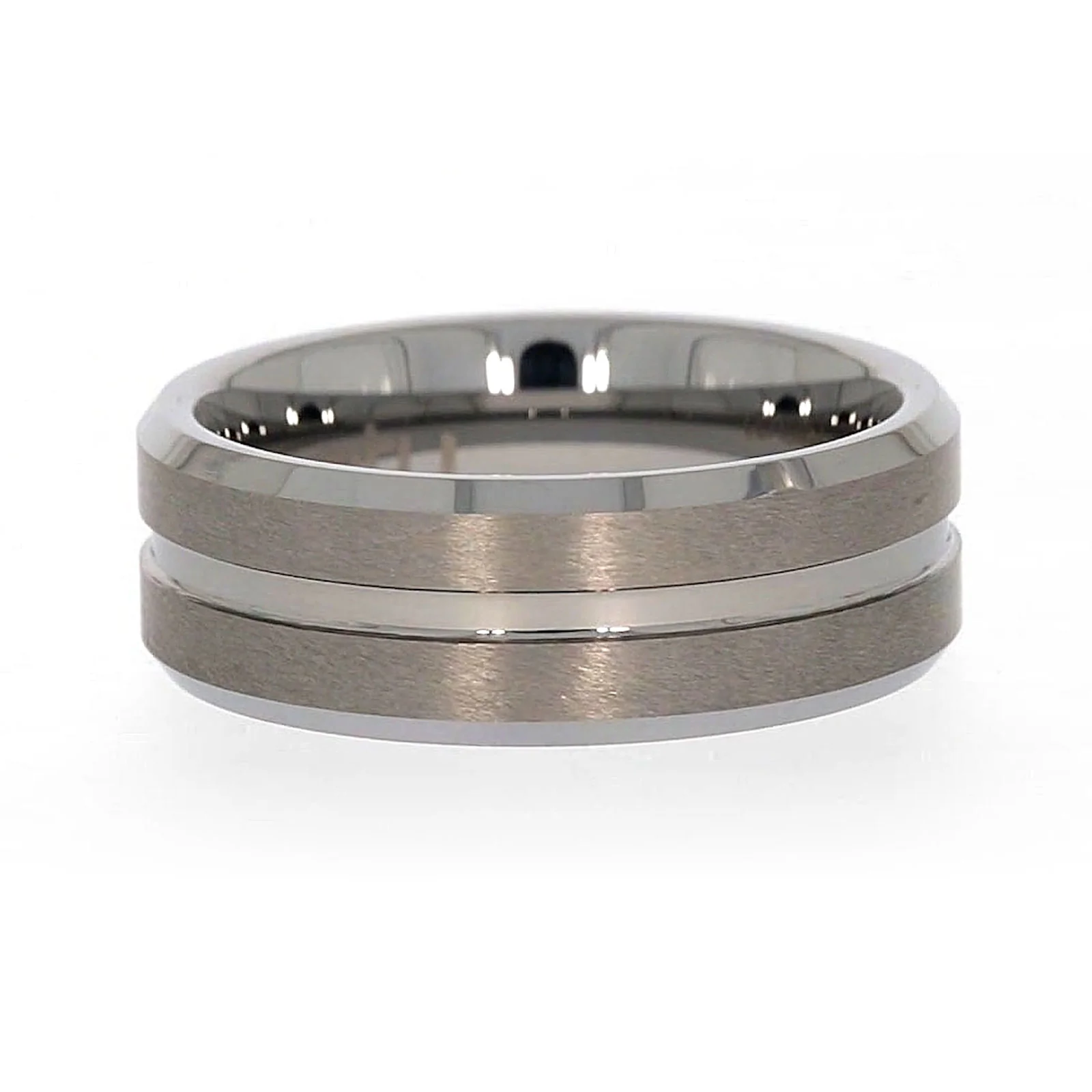 Tensity Band Patterned Polished Mens Ring - Image 67