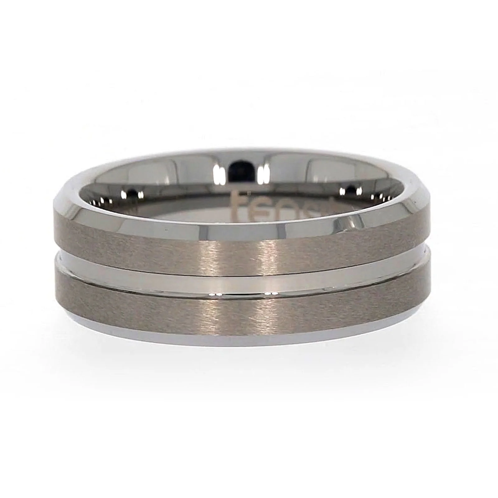 Tensity Band Patterned Polished Mens Ring - Image 7