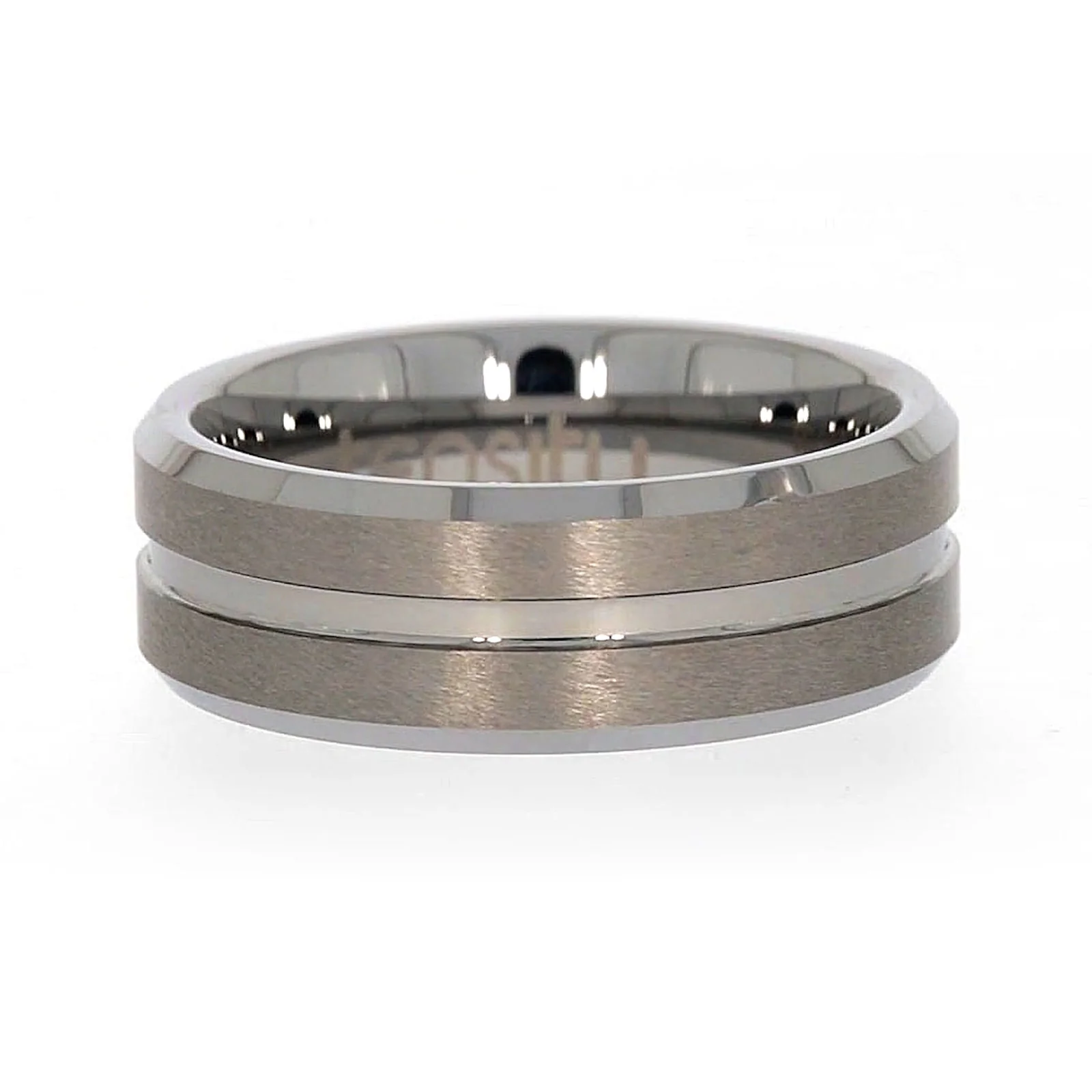Tensity Band Patterned Polished Mens Ring - Image 74