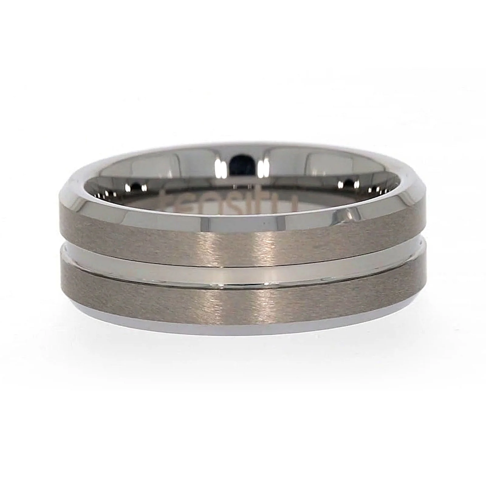 Tensity Band Patterned Polished Mens Ring - Image 75