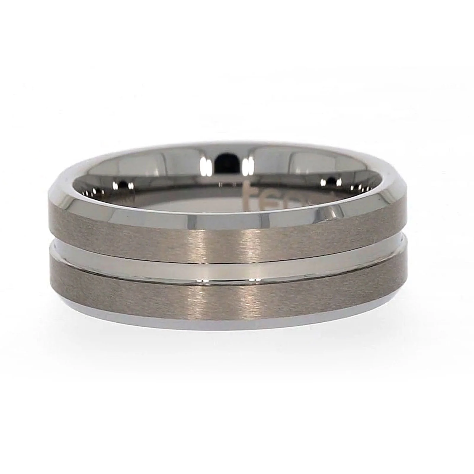 Tensity Band Patterned Polished Mens Ring - Image 9
