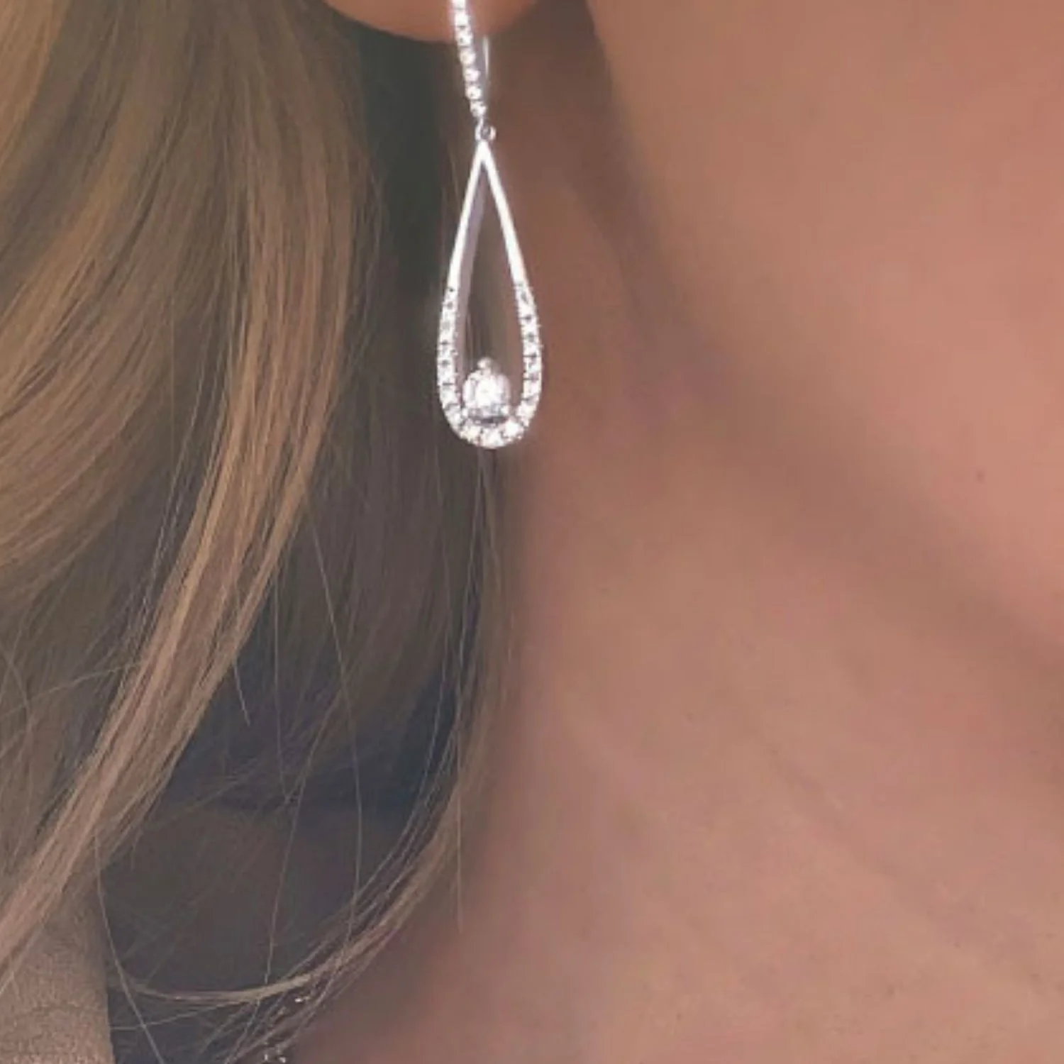 Sterling Silver Cubic Zirconia Drop Earrings - Image 2