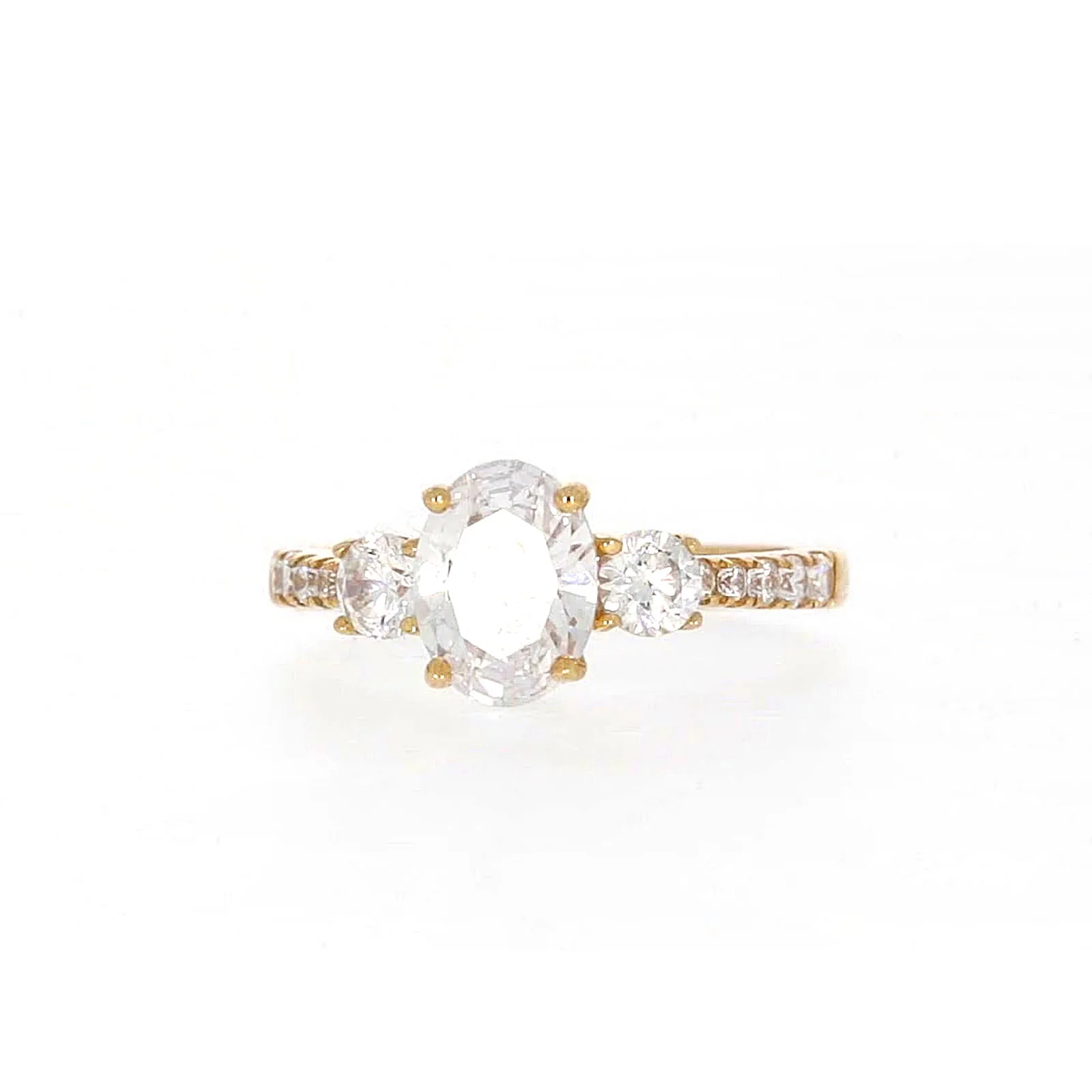 HUSH 9ct Yellow Gold Oval & Round Brilliant Cut with 1.70 CARAT tw of Diamond Simulants Ring - Image 3