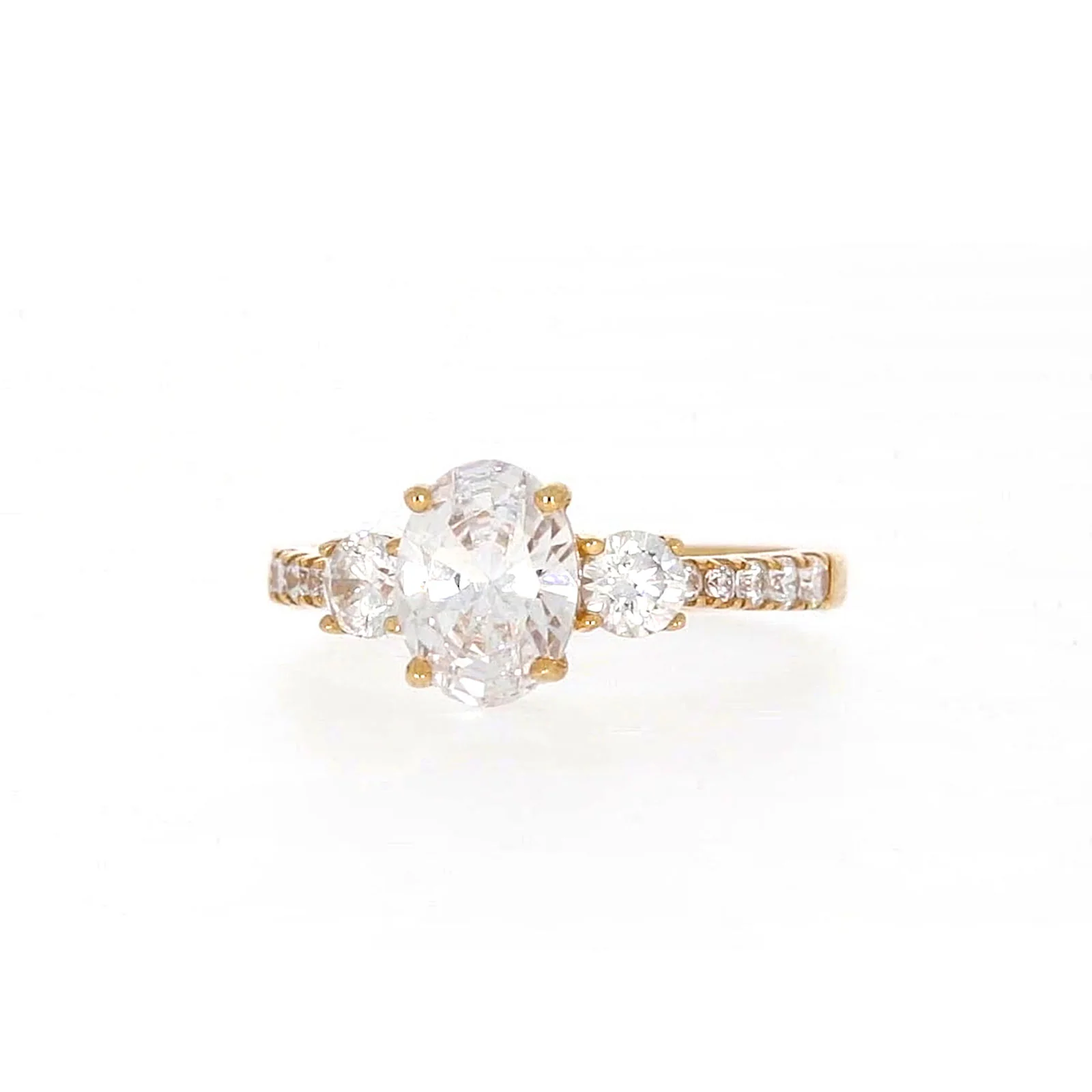 HUSH 9ct Yellow Gold Oval & Round Brilliant Cut with 1.70 CARAT tw of Diamond Simulants Ring - Image 4