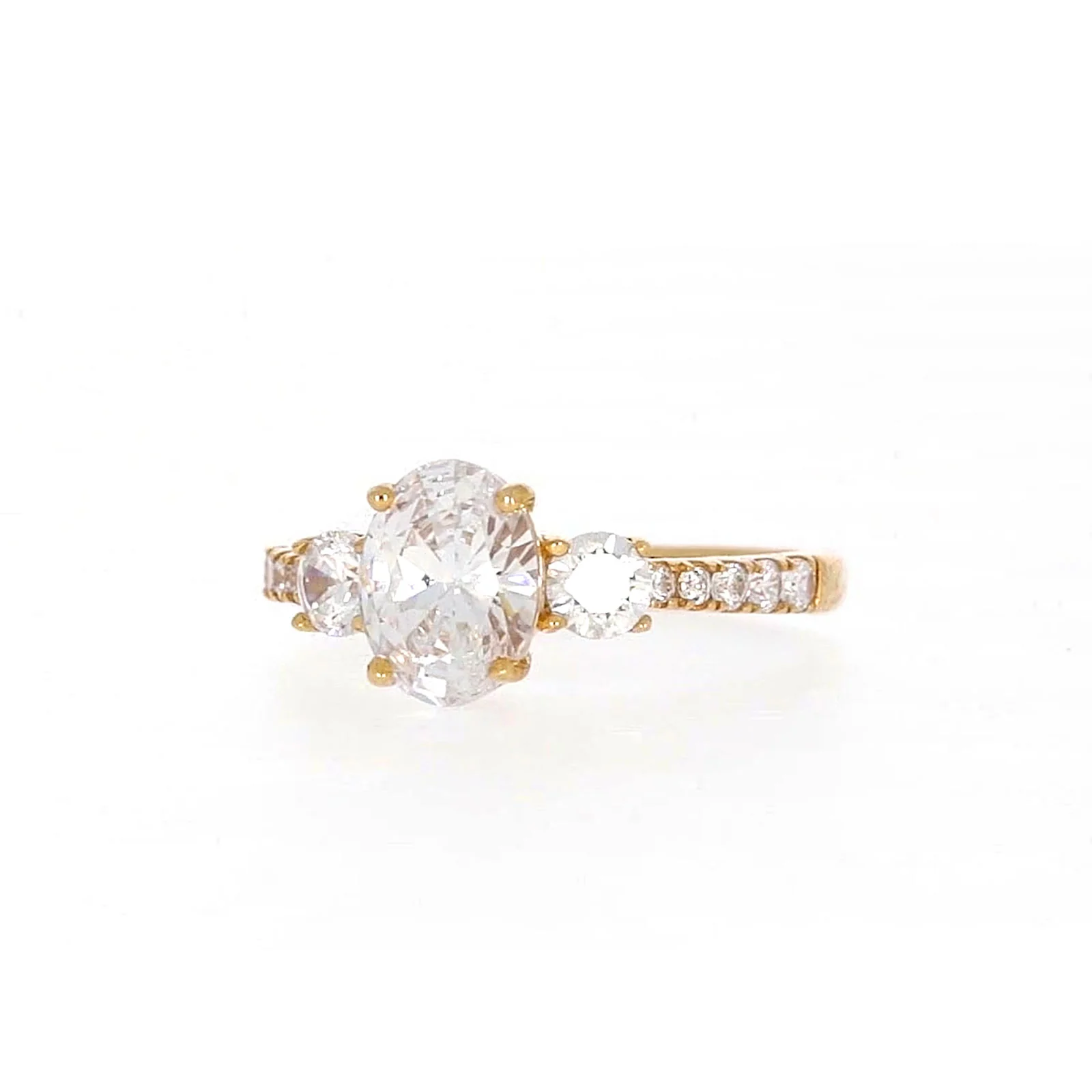 HUSH 9ct Yellow Gold Oval & Round Brilliant Cut with 1.70 CARAT tw of Diamond Simulants Ring - Image 5