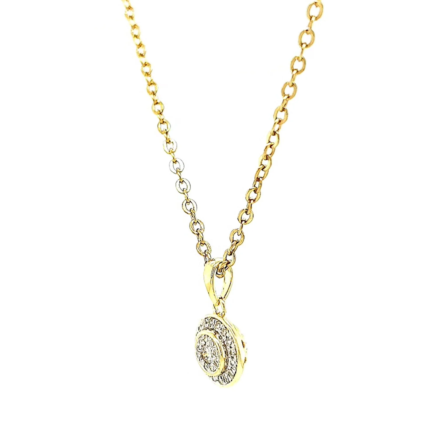9ct Yellow Gold Round Brilliant Cut with 0.15 CARAT tw of Diamond Pendant - Image 13