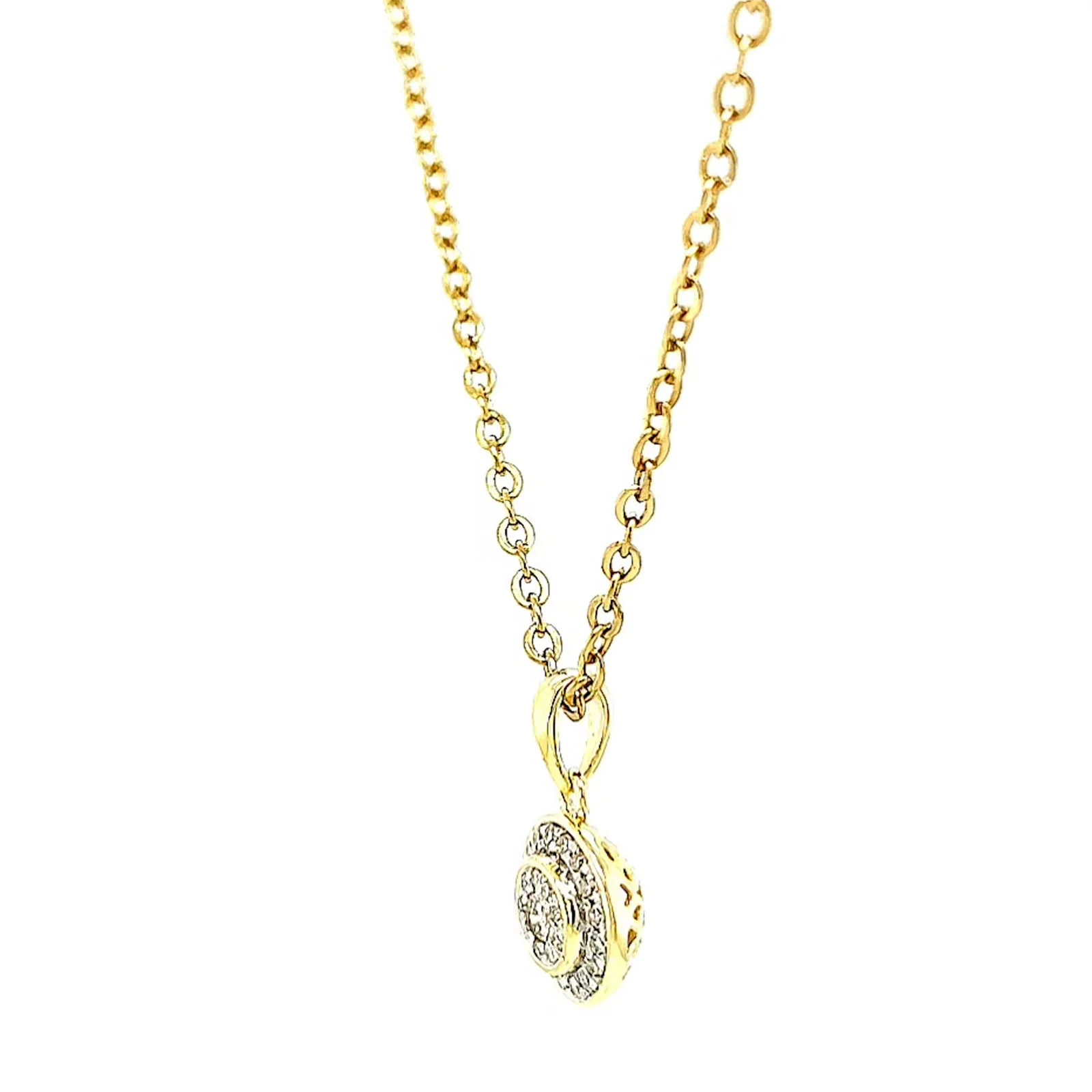 9ct Yellow Gold Round Brilliant Cut with 0.15 CARAT tw of Diamond Pendant - Image 15