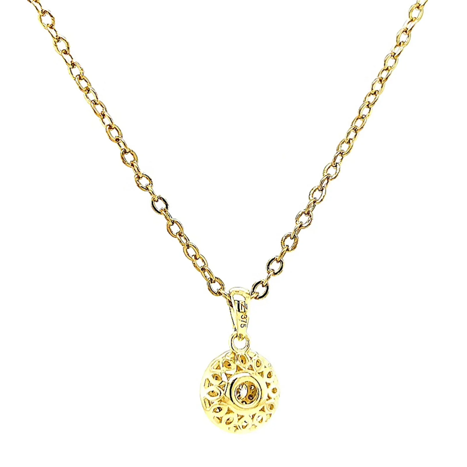 9ct Yellow Gold Round Brilliant Cut with 0.15 CARAT tw of Diamond Pendant - Image 36