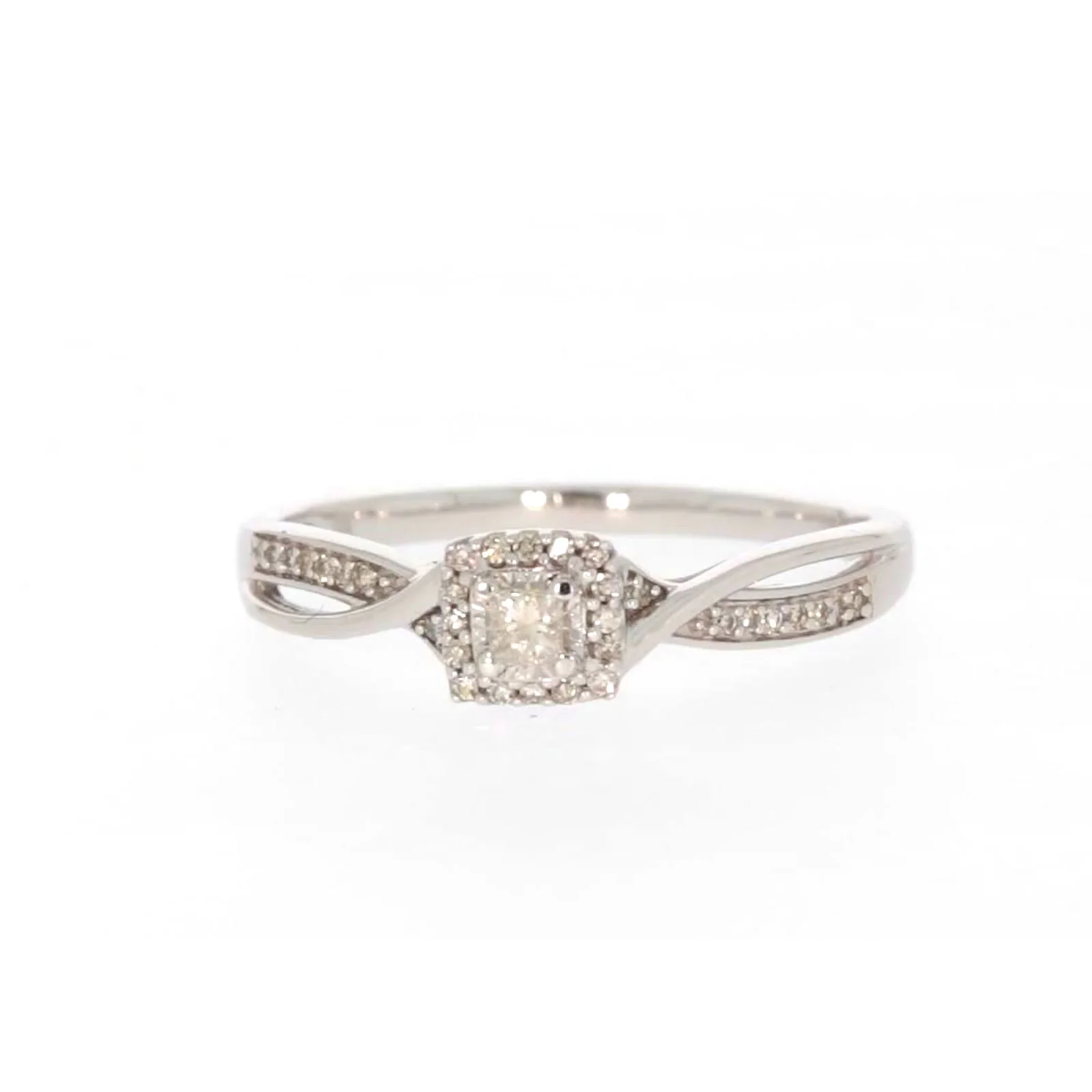 9ct White Gold Princess & Round Brilliant Cut 0.15 CARAT tw of Diamonds Ring - Image 2