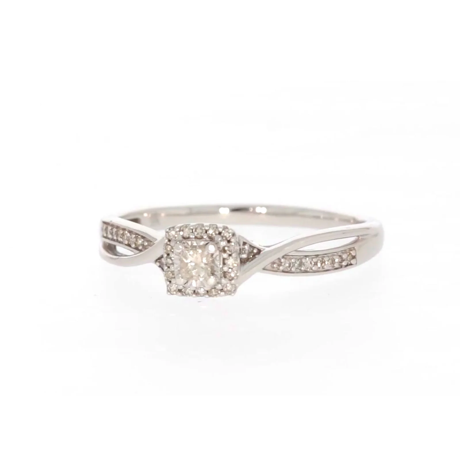 9ct White Gold Princess & Round Brilliant Cut 0.15 CARAT tw of Diamonds Ring - Image 4