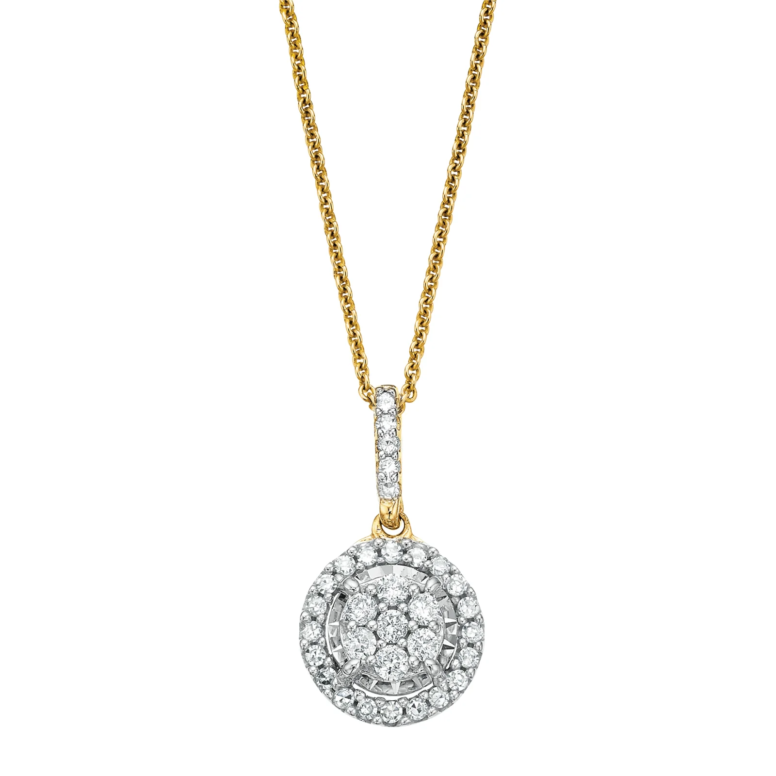 London 9ct Yellow Gold Round Brilliant Cut with 1/4 CARAT tw of Diamond Pendant