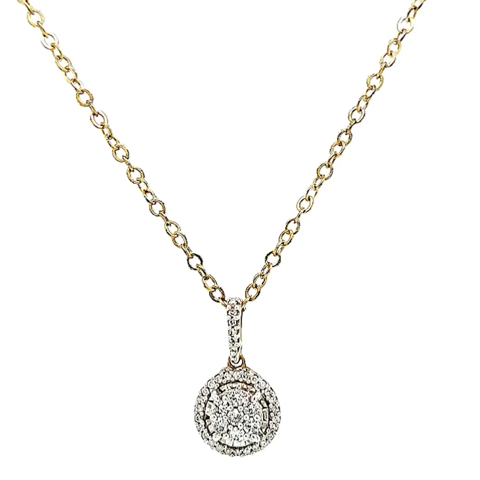 London 9ct Yellow Gold Round Brilliant Cut with 1/4 CARAT tw of Diamond Pendant - Image 2
