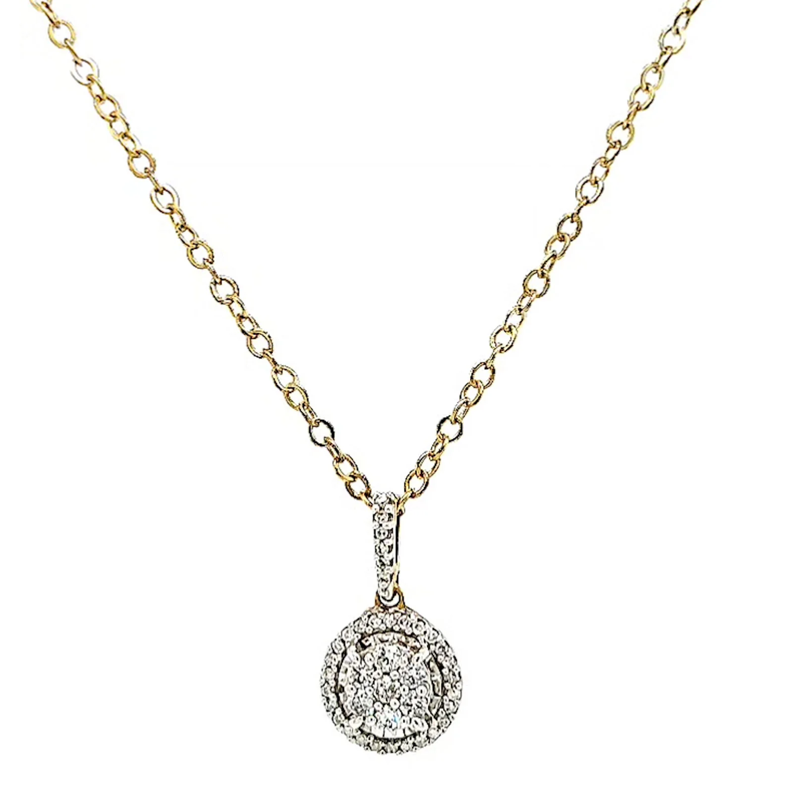 London 9ct Yellow Gold Round Brilliant Cut with 1/4 CARAT tw of Diamond Pendant - Image 3