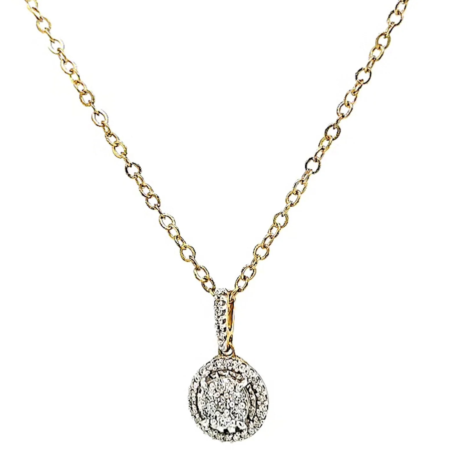 London 9ct Yellow Gold Round Brilliant Cut with 1/4 CARAT tw of Diamond Pendant - Image 5