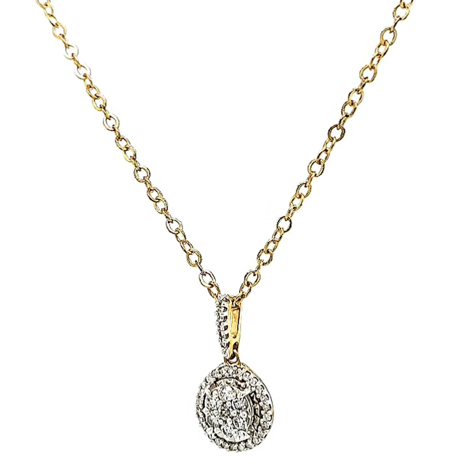 London 9ct Yellow Gold Round Brilliant Cut with 1/4 CARAT tw of Diamond Pendant - Image 7