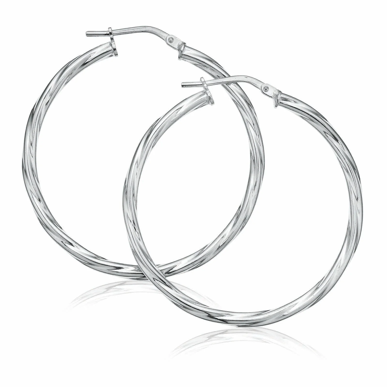 Sterling Silver 30mm Twist Hoop Earrings