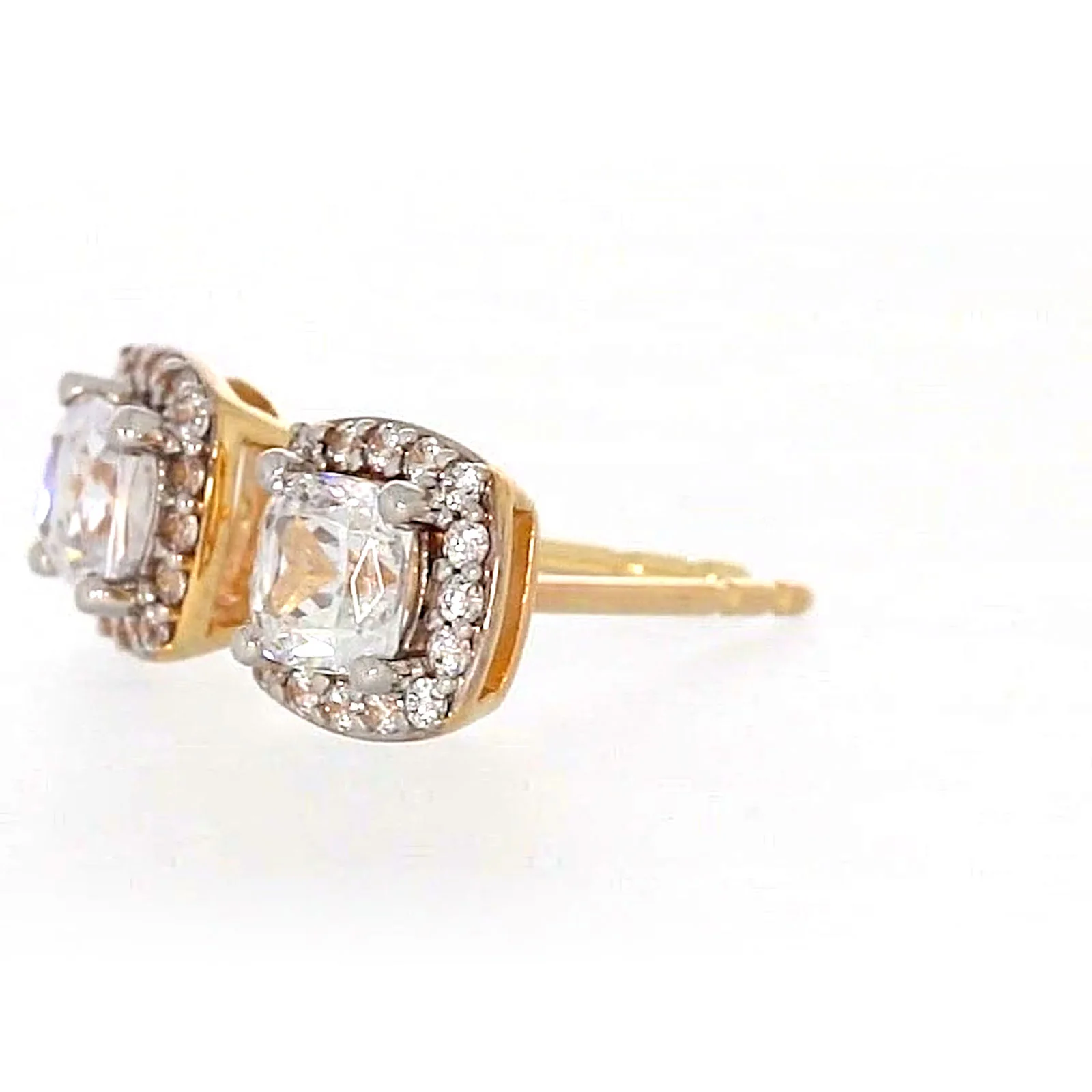 HUSH 9ct Yellow Gold Cushion & Round Brilliant Cut with 1 CARAT tw of Diamond Simulants Stud Earrings - Image 14