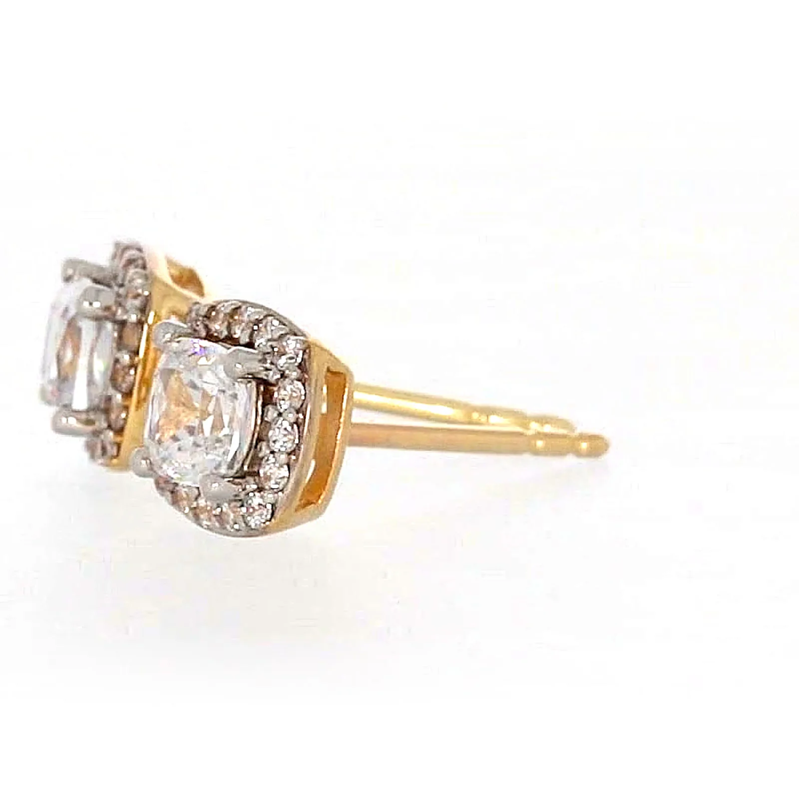 HUSH 9ct Yellow Gold Cushion & Round Brilliant Cut with 1 CARAT tw of Diamond Simulants Stud Earrings - Image 16