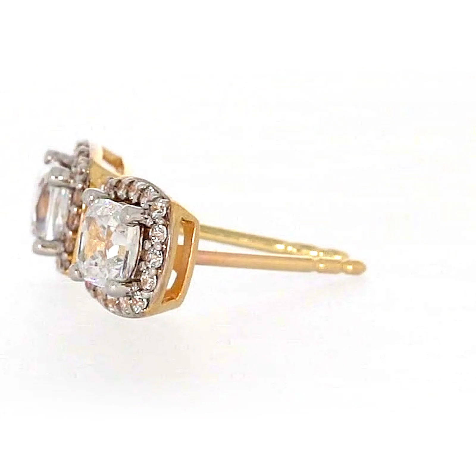 HUSH 9ct Yellow Gold Cushion & Round Brilliant Cut with 1 CARAT tw of Diamond Simulants Stud Earrings - Image 17
