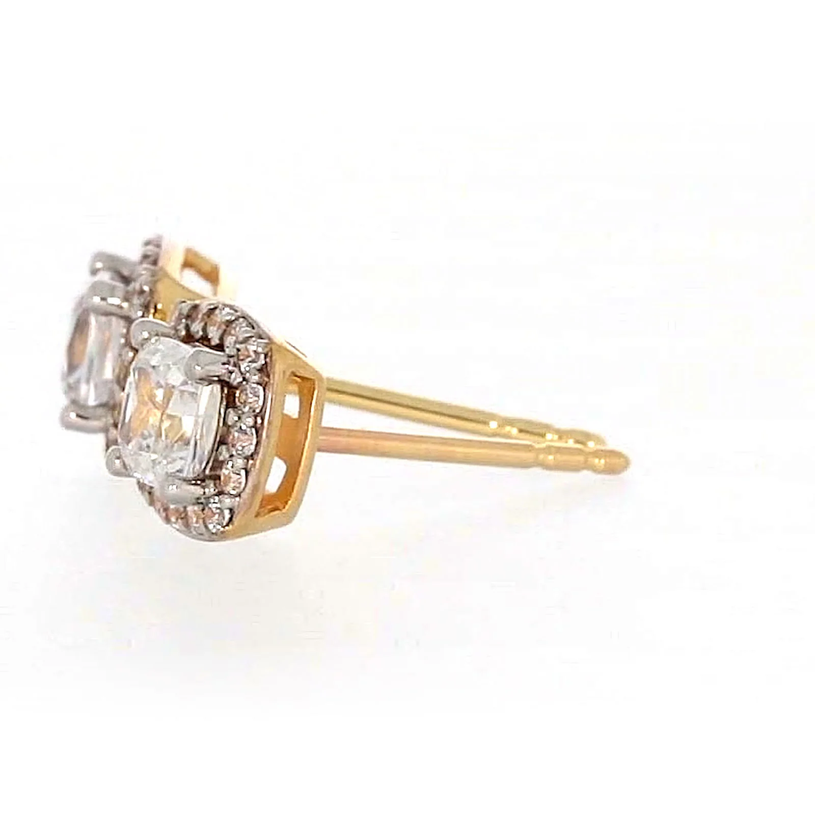 HUSH 9ct Yellow Gold Cushion & Round Brilliant Cut with 1 CARAT tw of Diamond Simulants Stud Earrings - Image 18