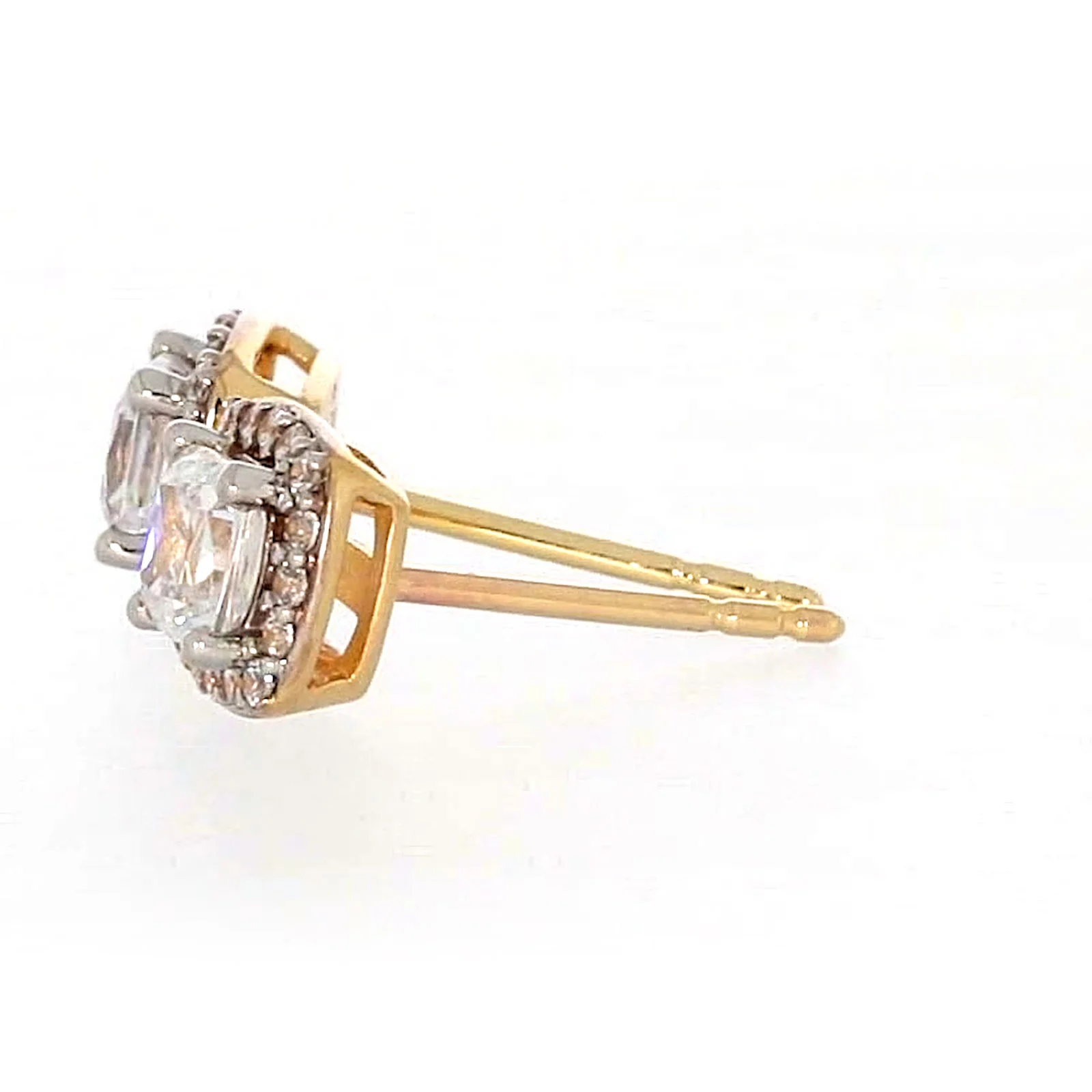 HUSH 9ct Yellow Gold Cushion & Round Brilliant Cut with 1 CARAT tw of Diamond Simulants Stud Earrings - Image 19