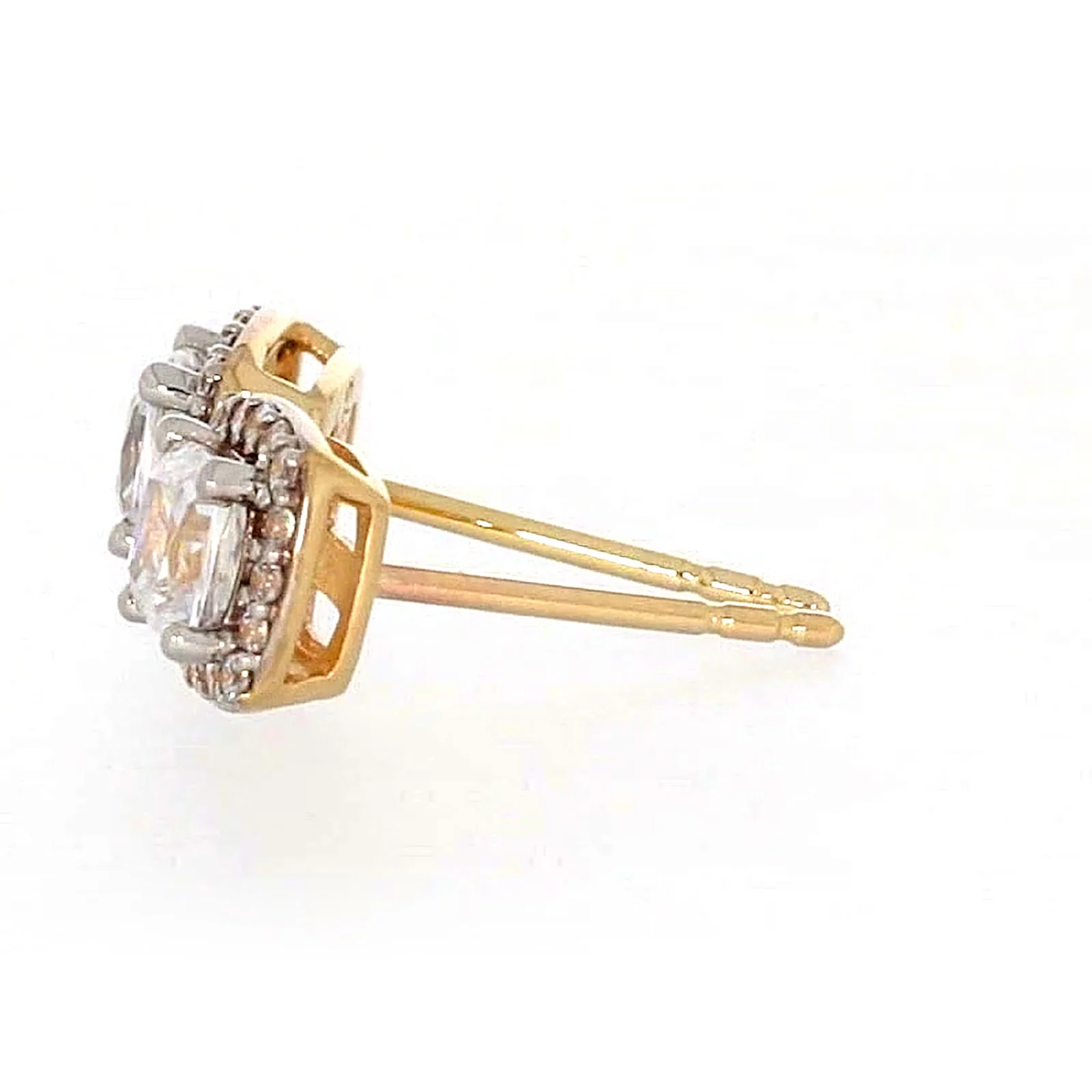 HUSH 9ct Yellow Gold Cushion & Round Brilliant Cut with 1 CARAT tw of Diamond Simulants Stud Earrings - Image 20